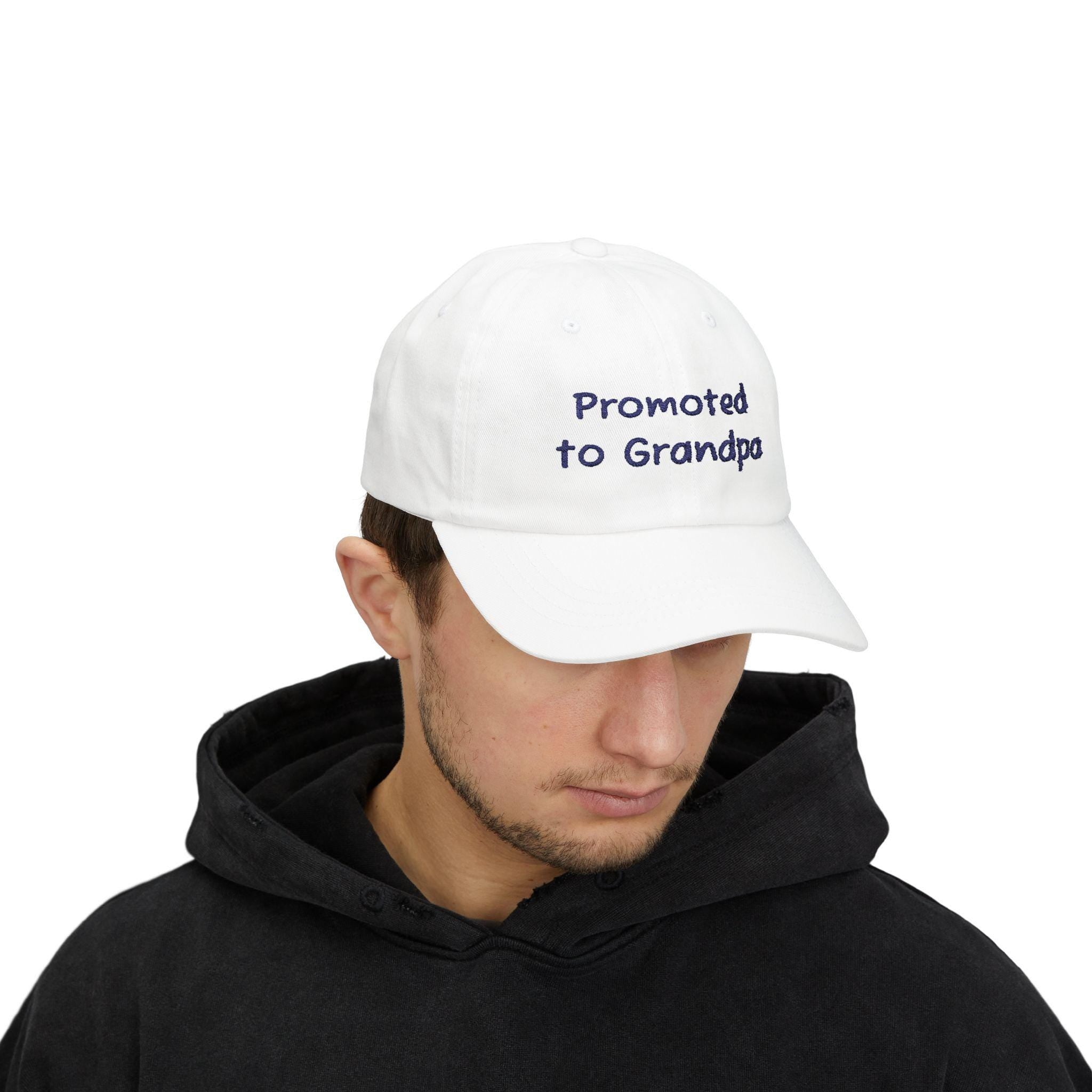 Promoted to Grandpa Classic Dad Cap | New Grandpa Hat, Pregnancy Announcement