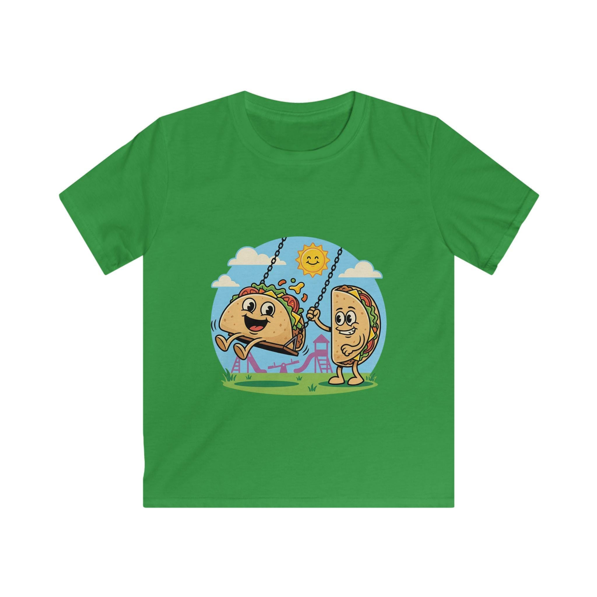 Kids Taco and Tortilla Playground Tee | Playful Food Cartoon Shirt