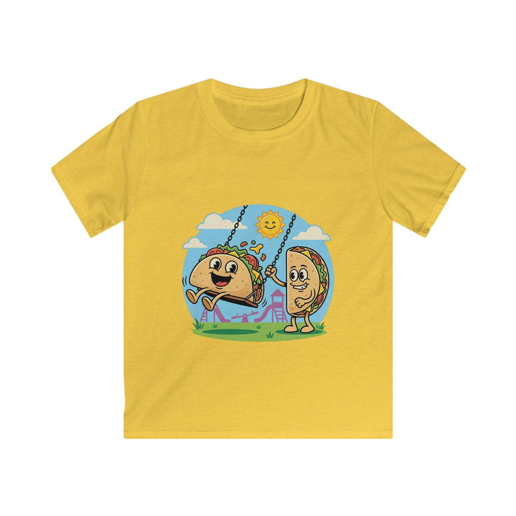 Kids Taco and Tortilla Playground Tee | Playful Food Cartoon Shirt