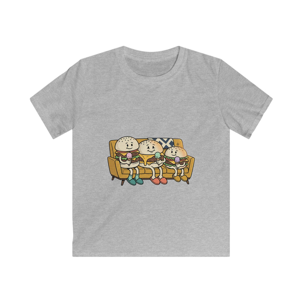 Cartoon Burger Family Couch Tee | Kids Graphic Shirt, Food Characters
