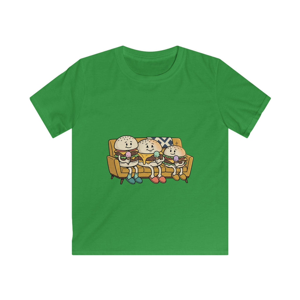 Cartoon Burger Family Couch Tee | Kids Graphic Shirt, Food Characters