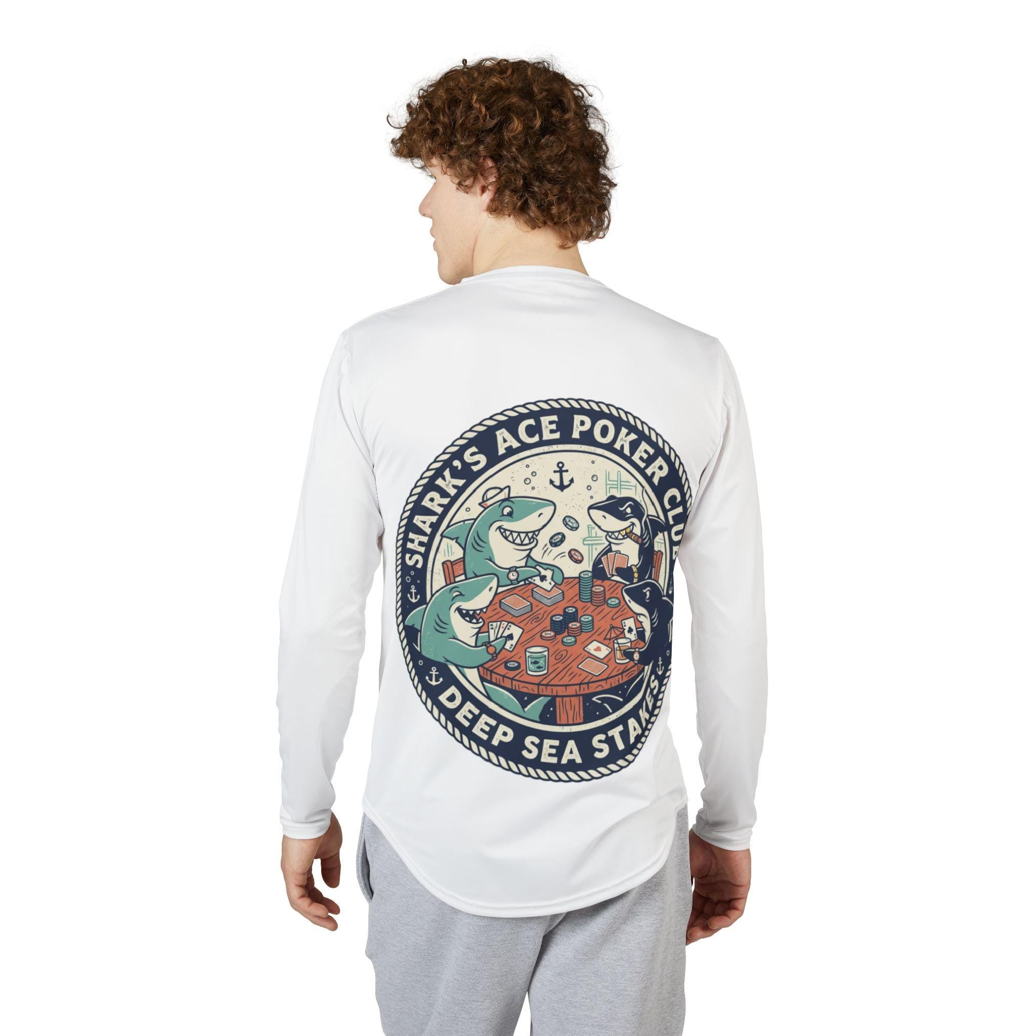 Shark's Ace Poker Club long sleeve shirt | Deep Sea Stakes crew neck