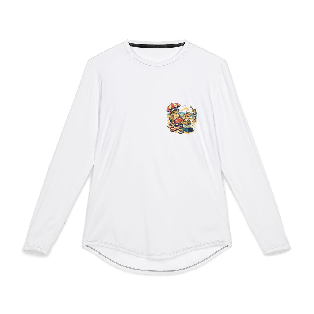 Turtle Beach Scene Long Sleeve Shirt | Retro Summer Vacation Graphic Tee