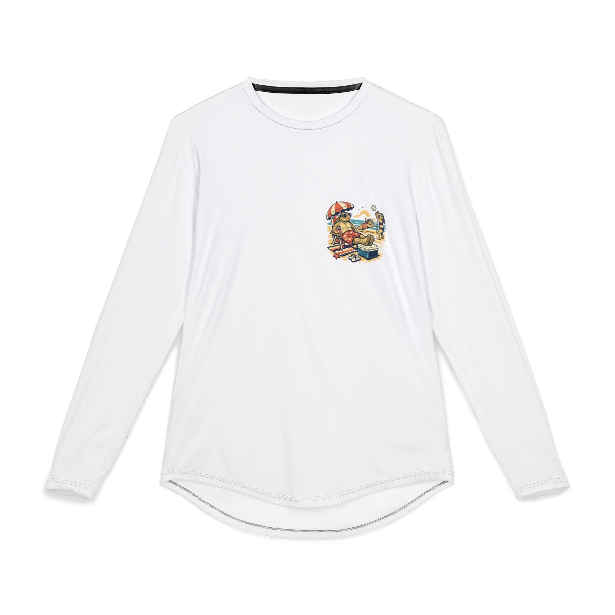 Turtle Beach Scene Long Sleeve Shirt | Retro Summer Vacation Graphic Tee