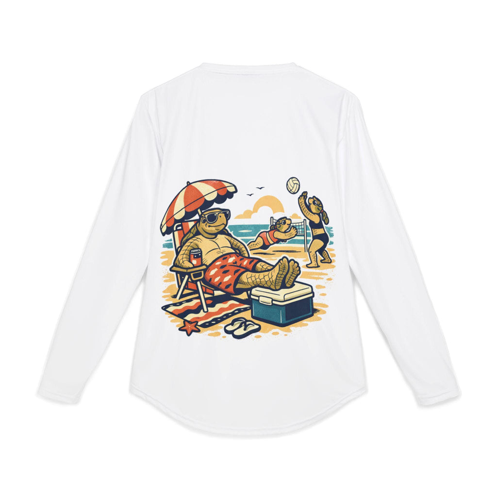 Turtle Beach Scene Long Sleeve Shirt | Retro Summer Vacation Graphic Tee