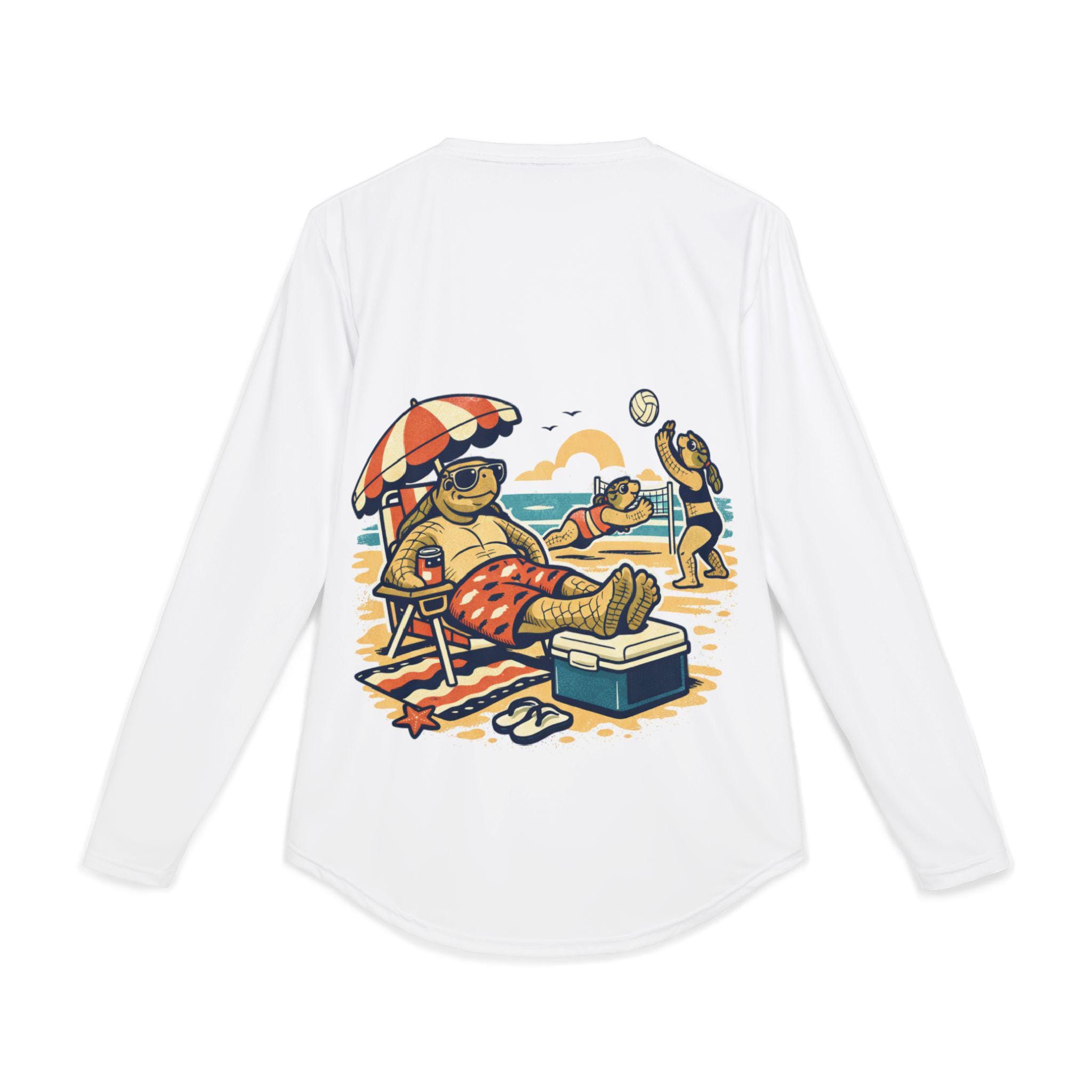 Turtle Beach Scene Long Sleeve Shirt | Retro Summer Vacation Graphic Tee