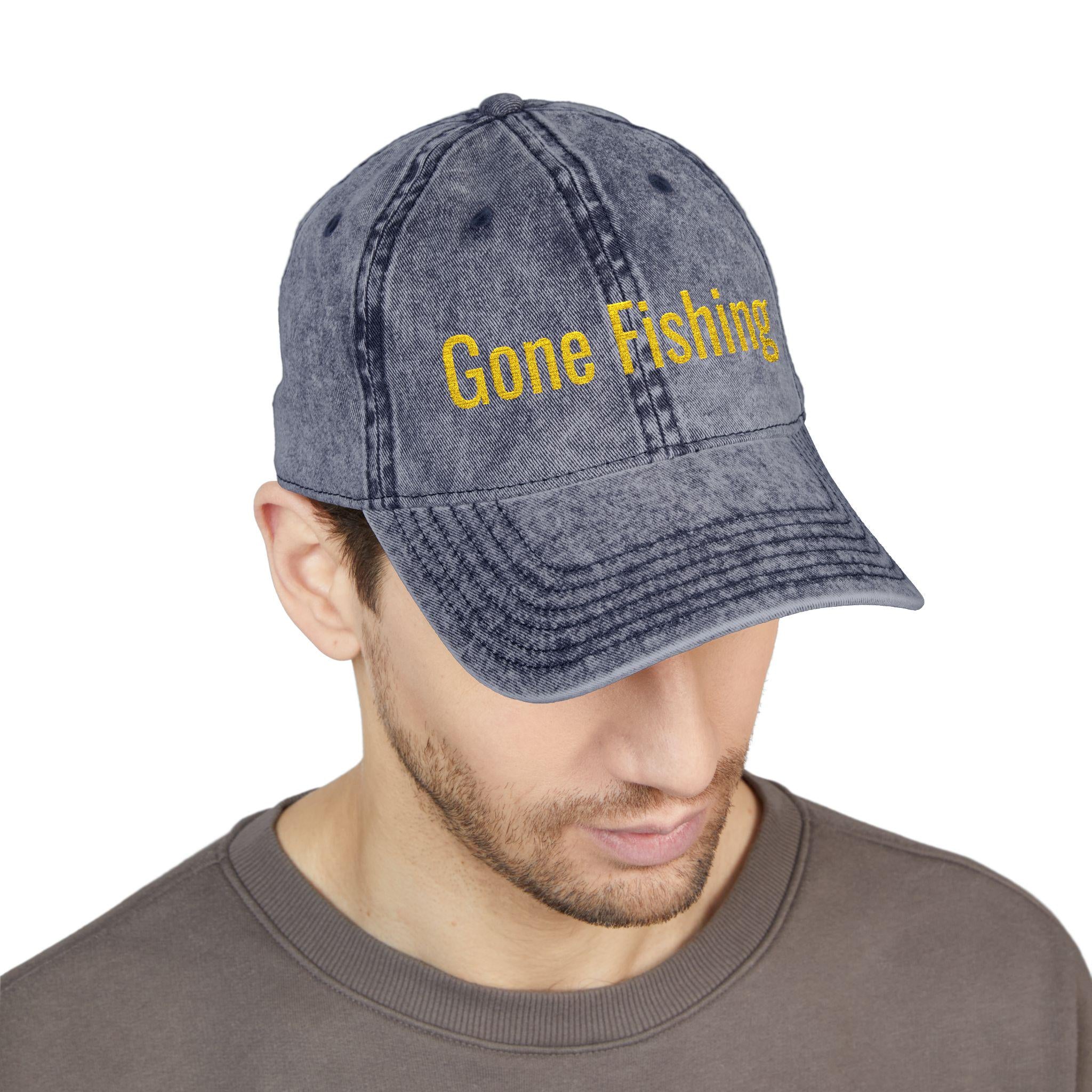 Gone Fishing Cap | Vintage Washed Embroidered Hat