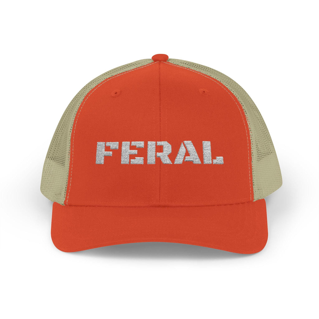 FERAL leopard print Snapback Cap | Trucker hat, embroidered text