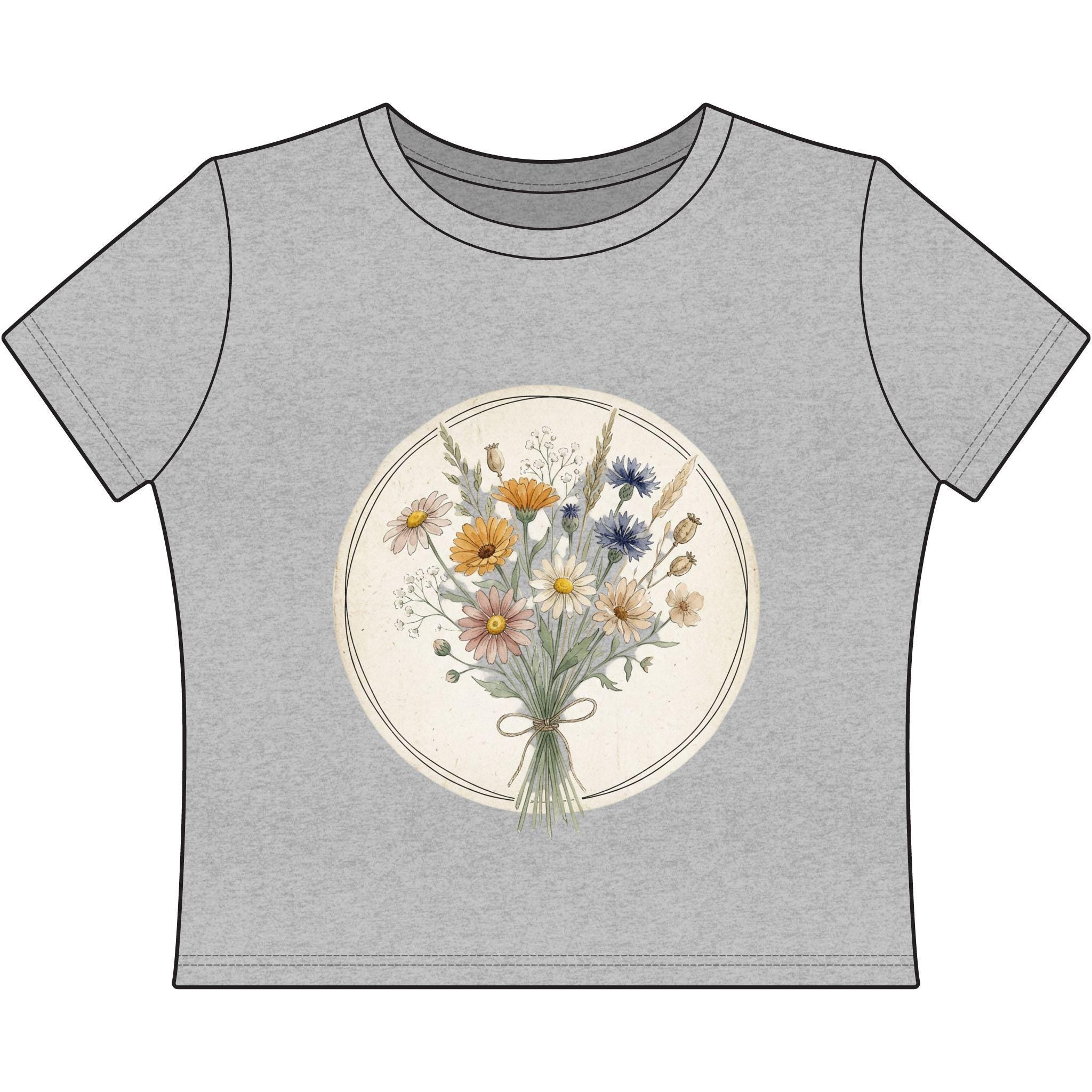 Wildflower Bouquet Tee | Floral Vintage Button Bouquet Shirt