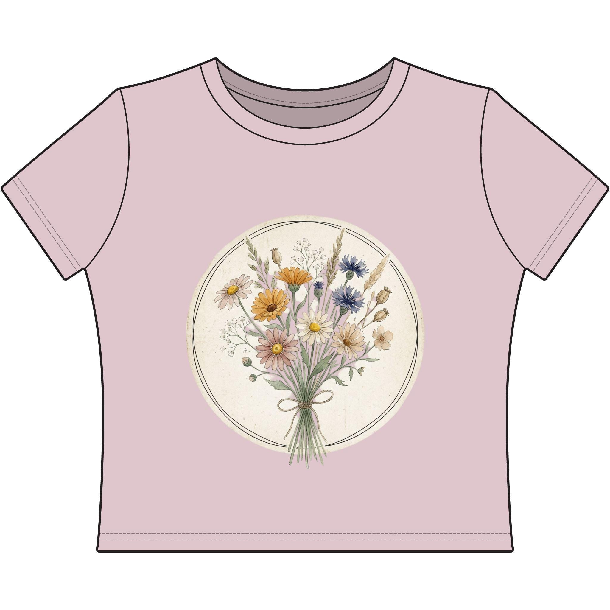 Wildflower Bouquet Tee | Floral Vintage Button Bouquet Shirt
