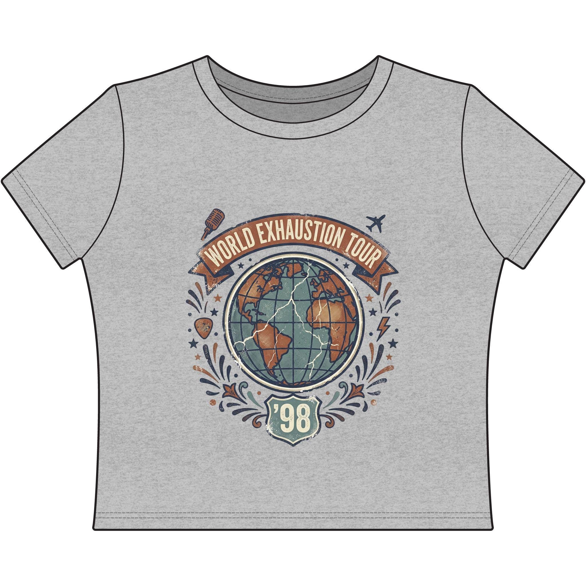 World Exhaustion Tour globe graphic Tee | Women's Baby Tee