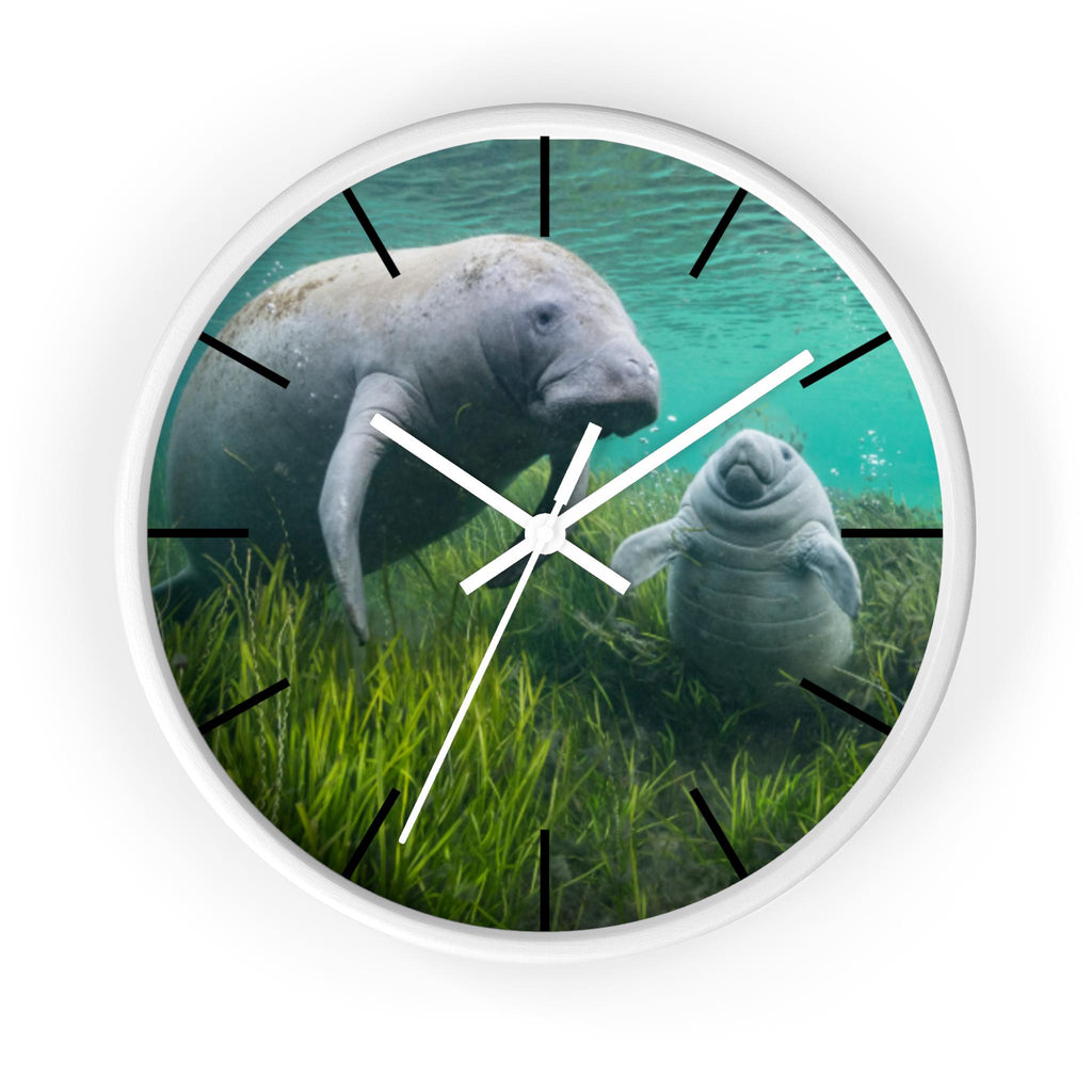 Manatee Family Wall Clock | Sea Life Nursery Decor, Ocean Animal Clock