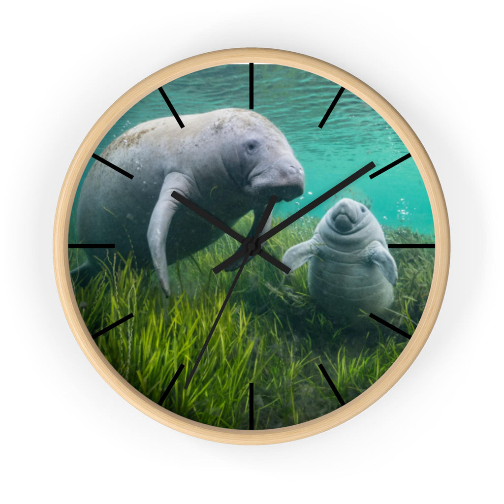 Manatee Family Wall Clock | Sea Life Nursery Decor, Ocean Animal Clock
