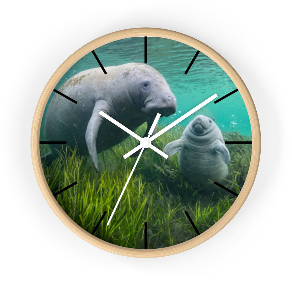 Manatee Family Wall Clock | Sea Life Nursery Decor, Ocean Animal Clock