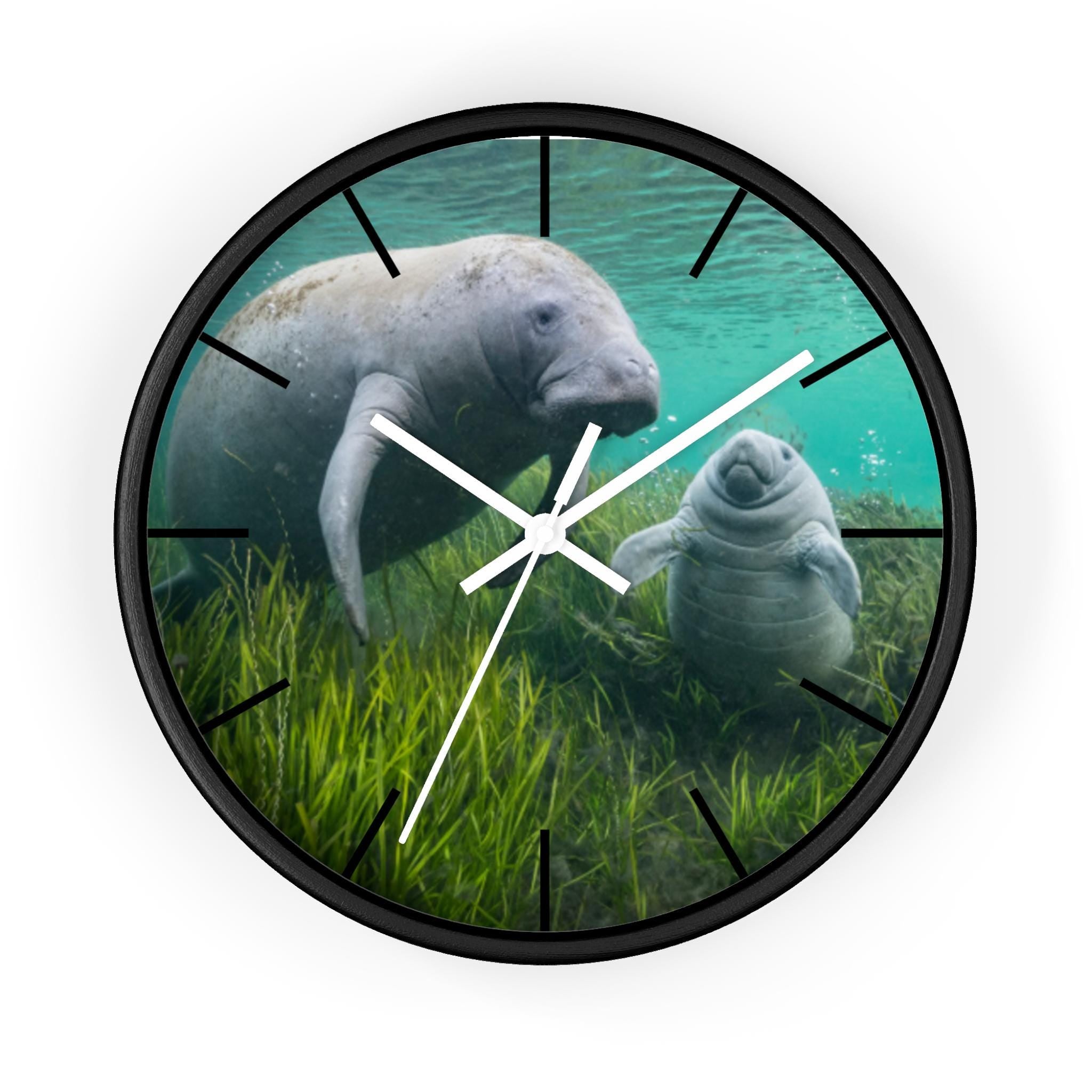 Manatee Family Wall Clock | Sea Life Nursery Decor, Ocean Animal Clock