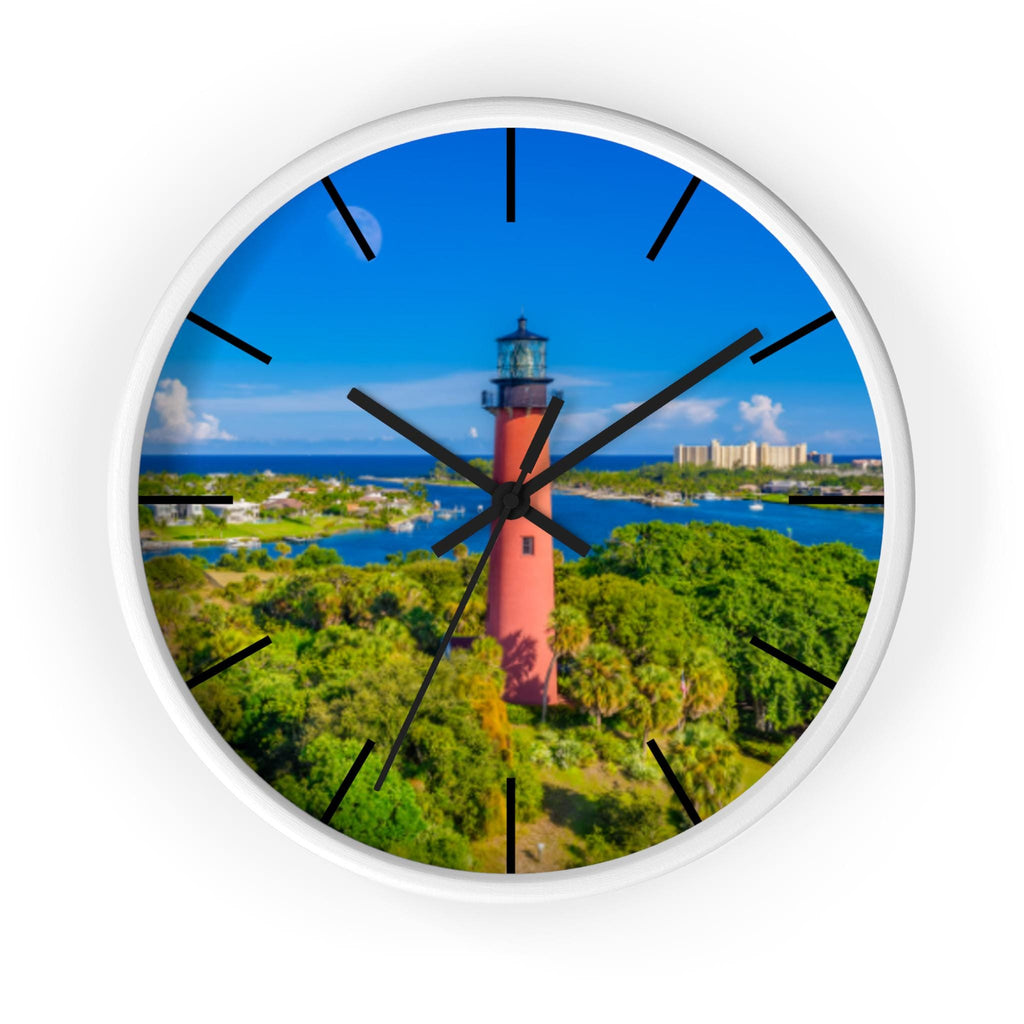 Jupiter Inlet Lighthouse Wooden Wall Clock, Coastal Nautical Decor, Beach House Timepiece