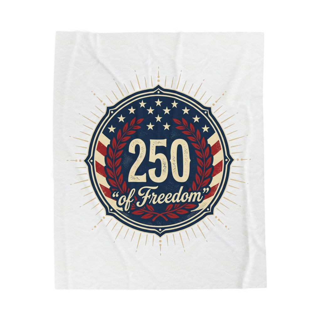 Velveteen Patriotic Emblem Blanket, Vintage American Flag Throw, Eagle Crest Design
