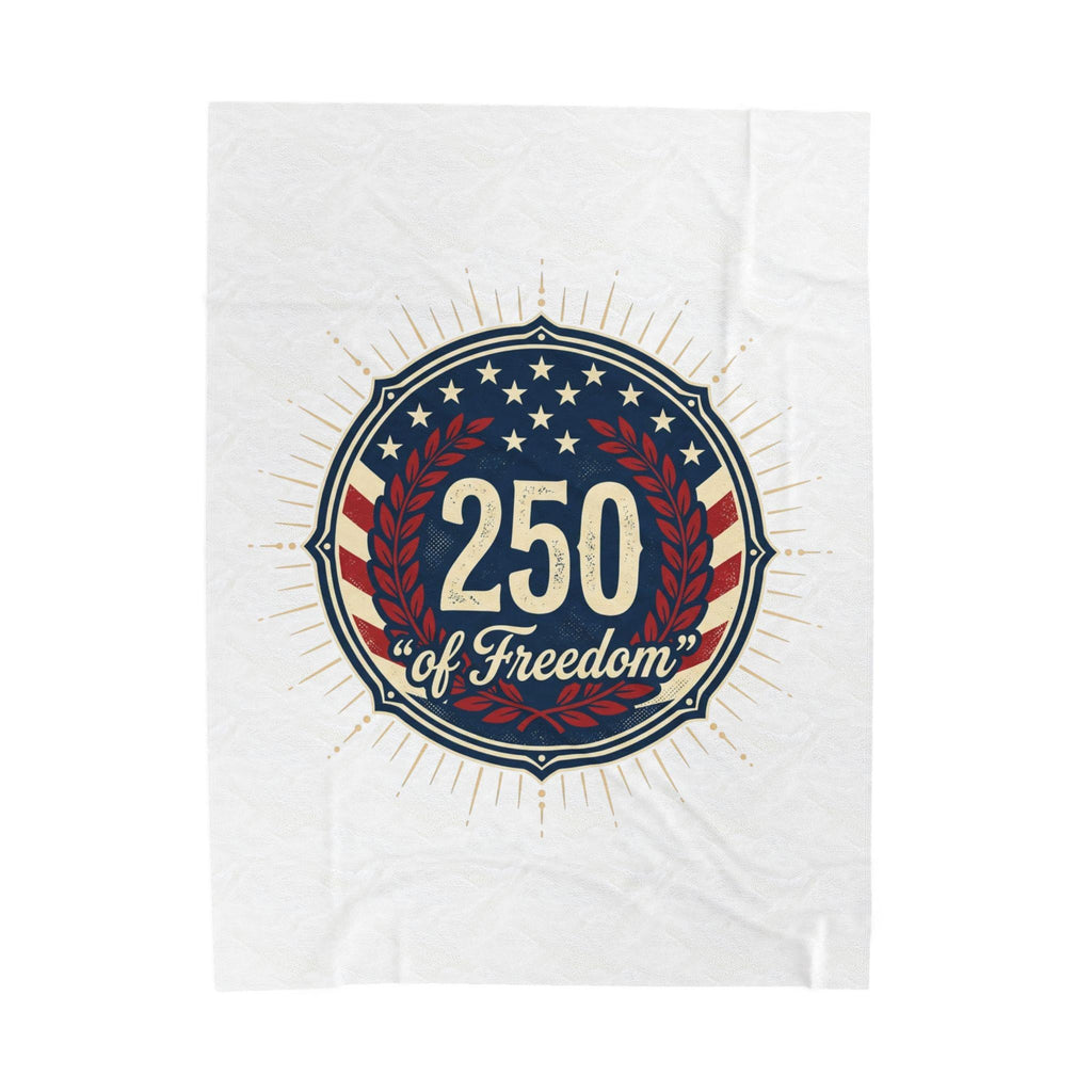 250 of Freedom emblem Velveteen Blanket | patriotic American flag laurel design