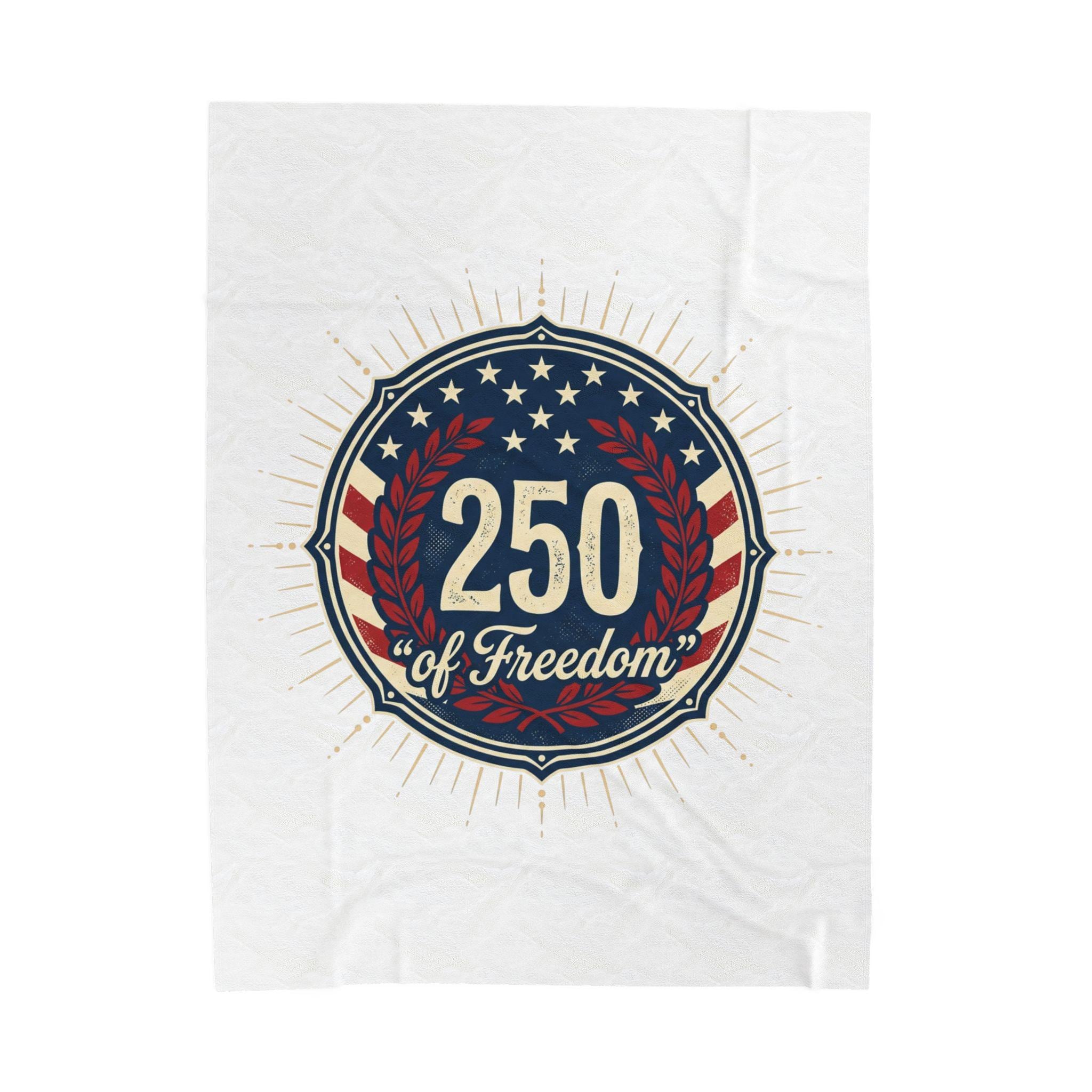 250 of Freedom emblem Velveteen Blanket | patriotic American flag laurel design