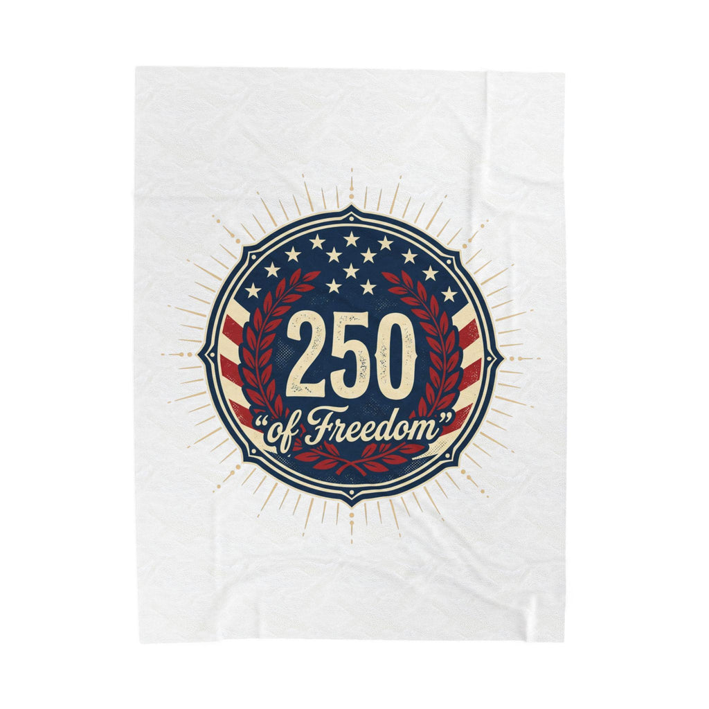 Velveteen Patriotic Emblem Blanket, Vintage American Flag Throw, Eagle Crest Design