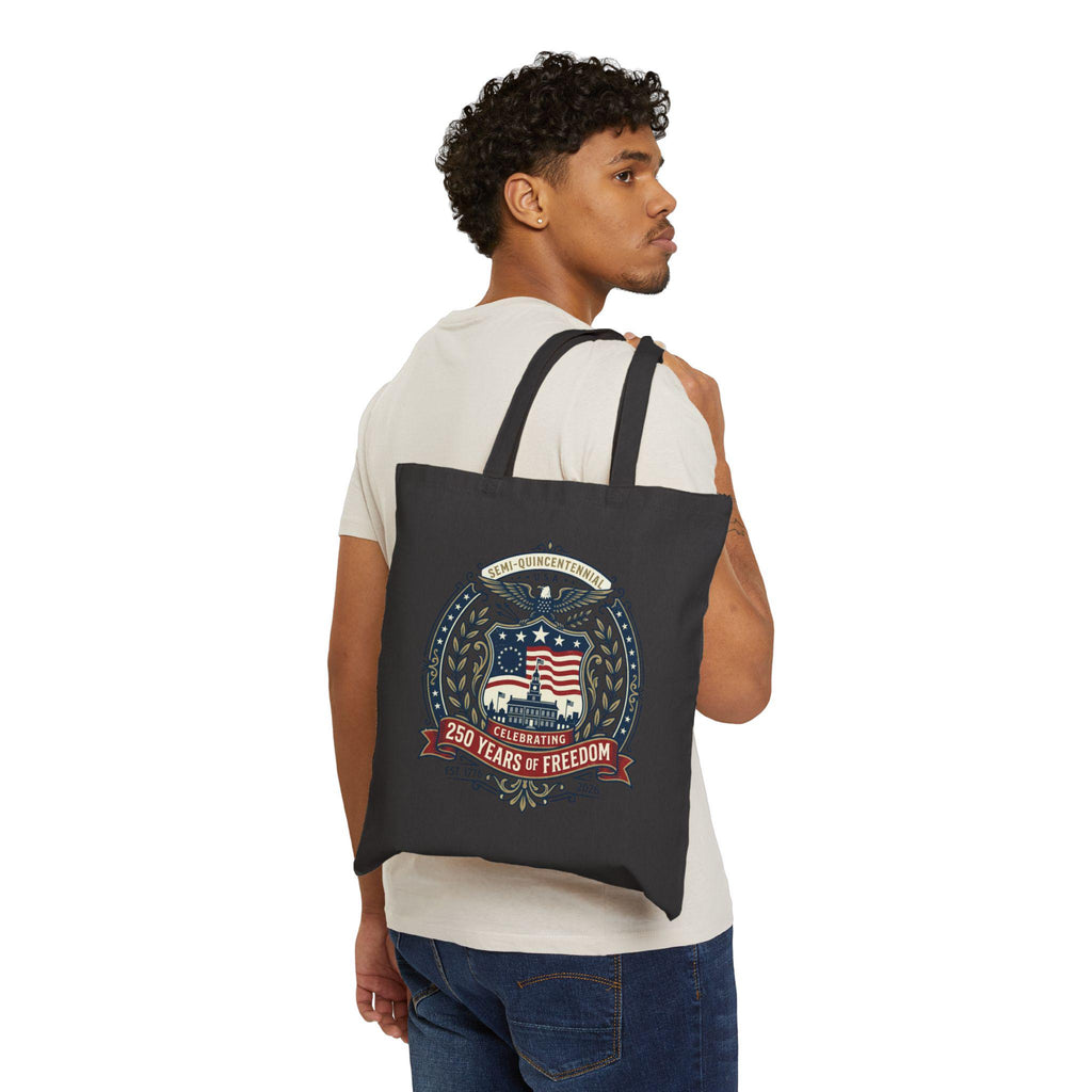 American Flag Centennial Tote Bag, 12oz Cotton Canvas Market Carryall
