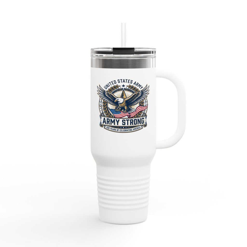 Army Strong 40oz Insulated Travel Mug with Handle, Eagle Emblem Tumbler