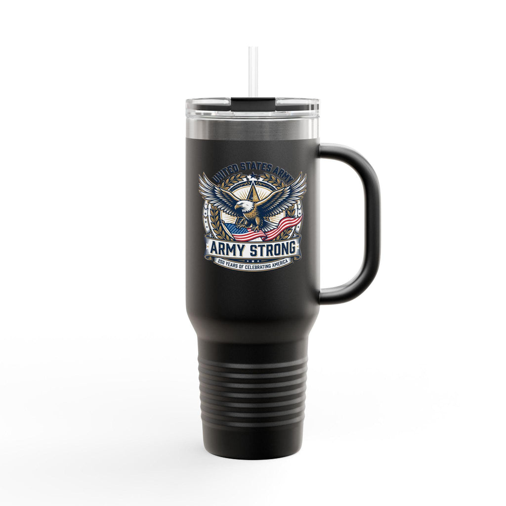 Army Strong 40oz Insulated Travel Mug with Handle, Eagle Emblem Tumbler