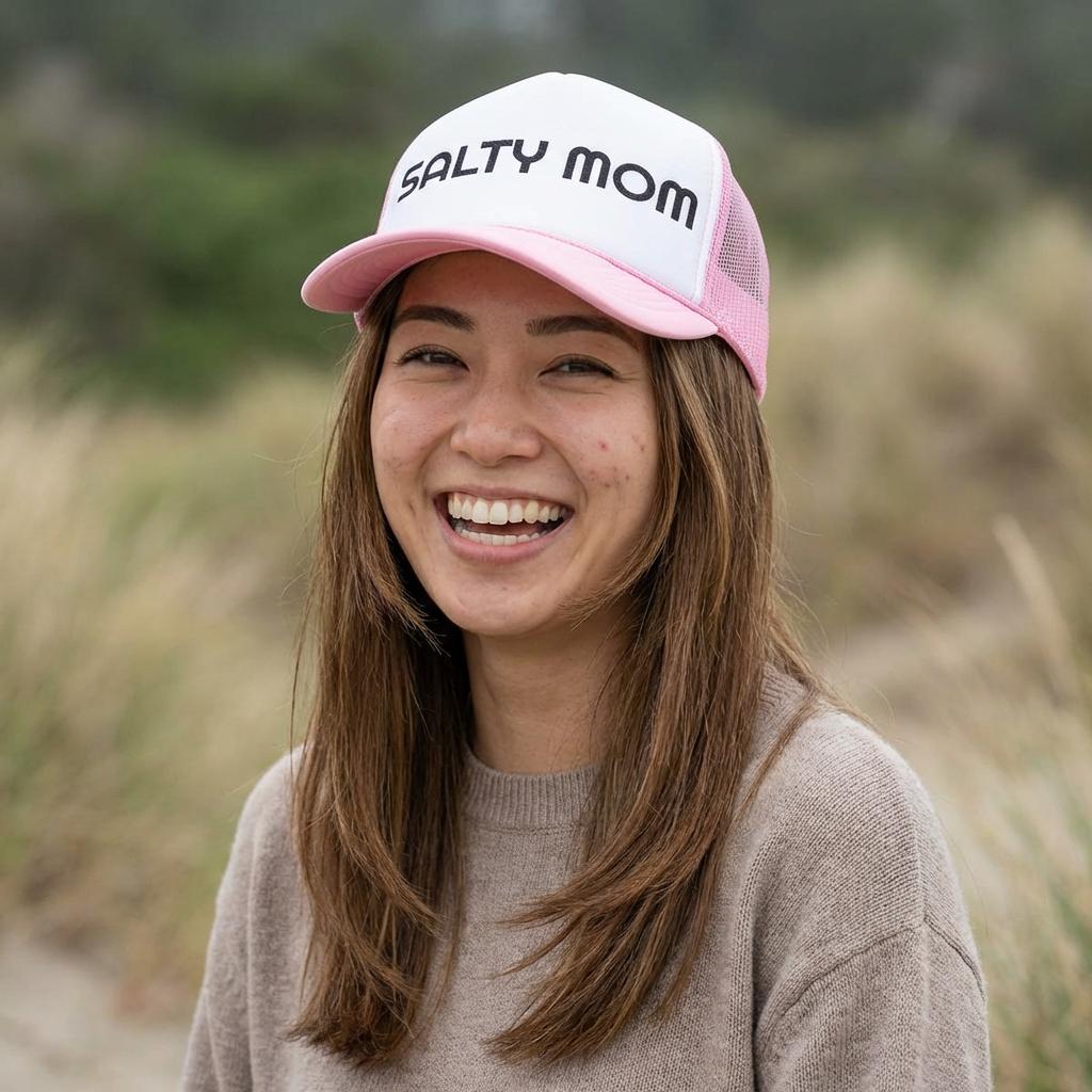 Salty Mom Trucker Hat, Foam Front, Mesh Back, Salt Life, Mom Hat, Beach Hat, Funny Hat, Beach Lover Hat, Girly Hat, Mom Gift, Coastal Gift