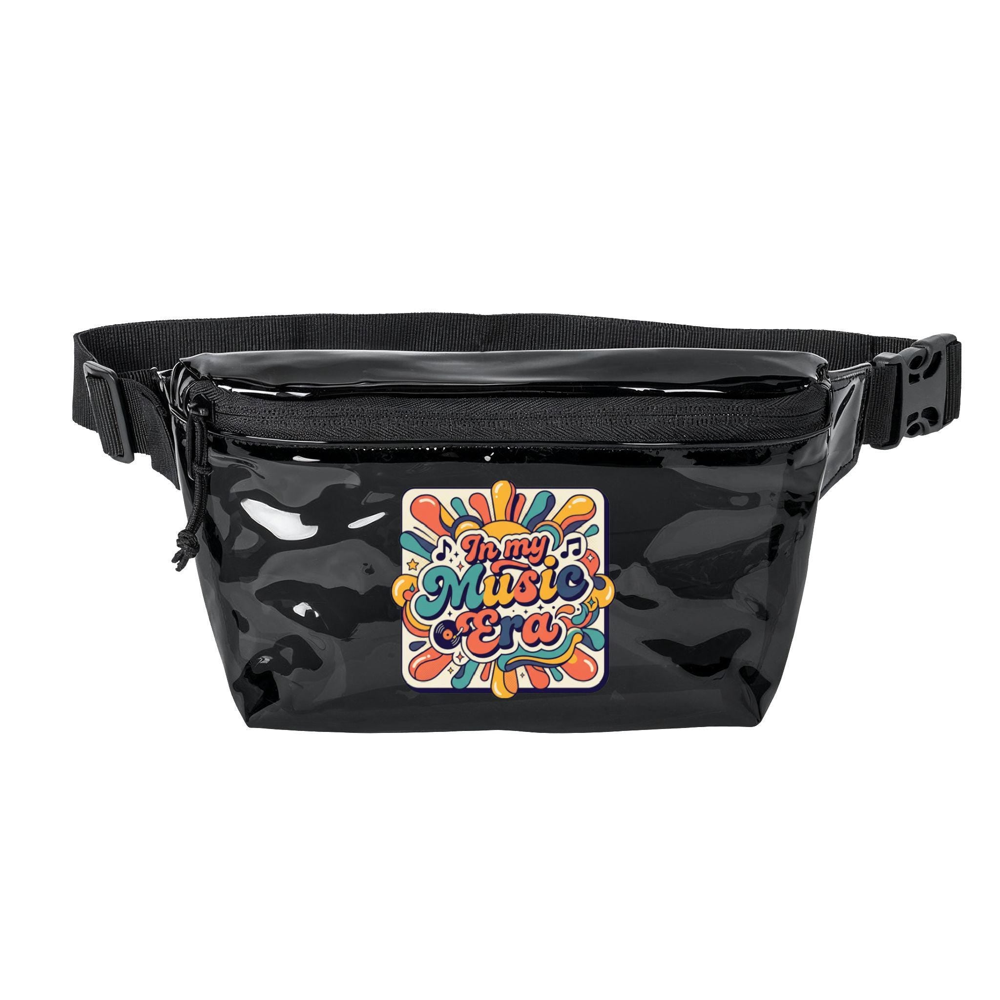 Retro "In My Music Era" Sticker Transparent Fanny Pack | Clear Festival Waist Bag