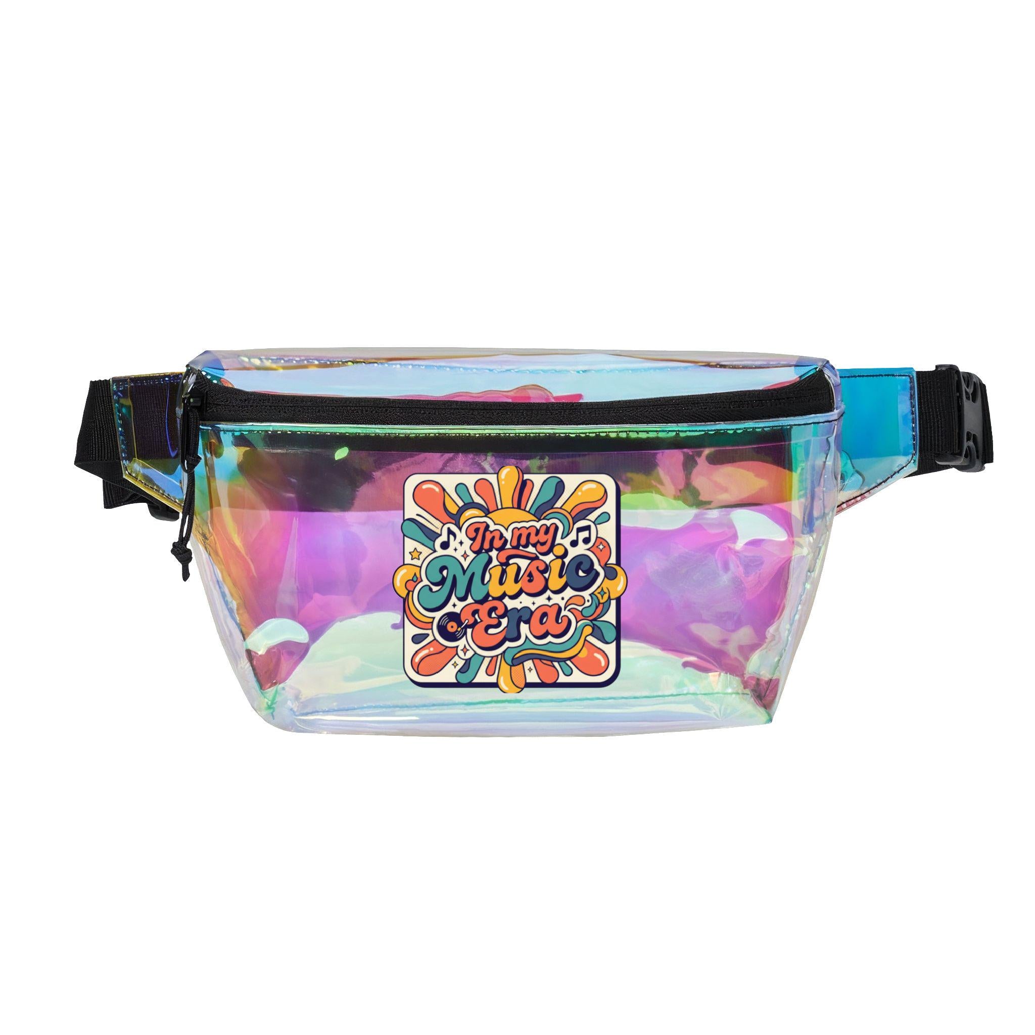 Retro "In My Music Era" Sticker Transparent Fanny Pack | Clear Festival Waist Bag