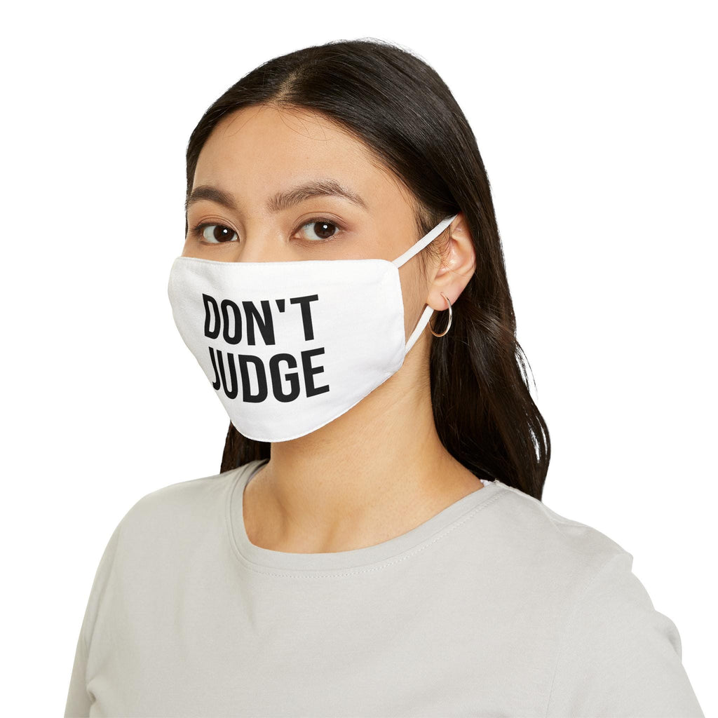 DON'T JUDGE Face Mask | White Polyester Statement Mask