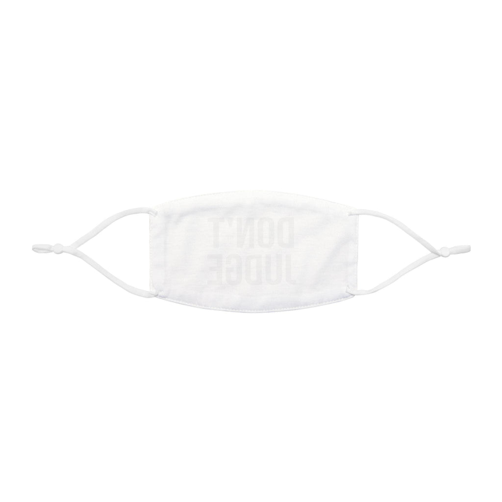 DON'T JUDGE Face Mask | White Polyester Statement Mask