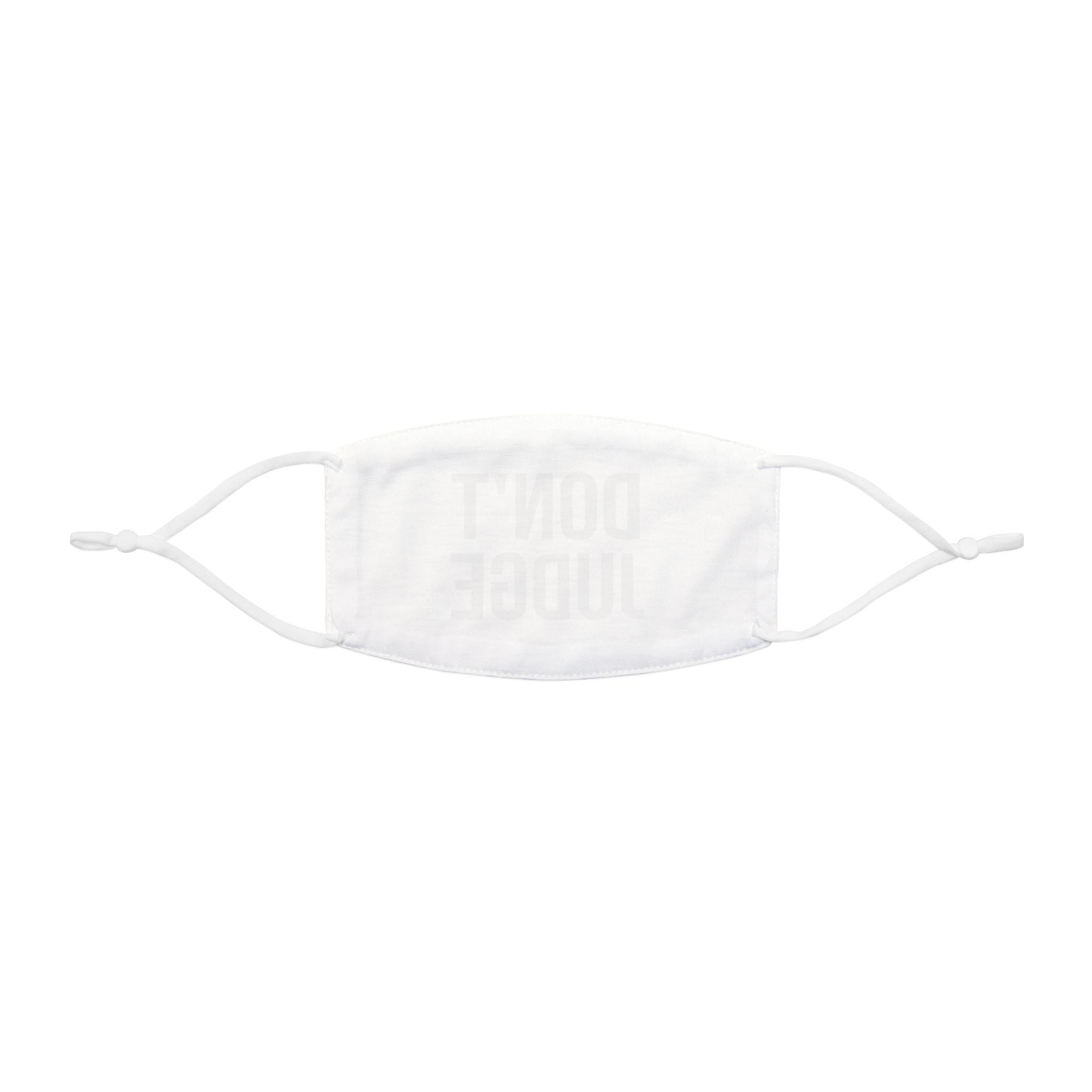 DON'T JUDGE Face Mask | White Polyester Statement Mask
