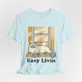 Easy Livin Cat Illustration T-Shirt | Relaxed Cat Window Tee