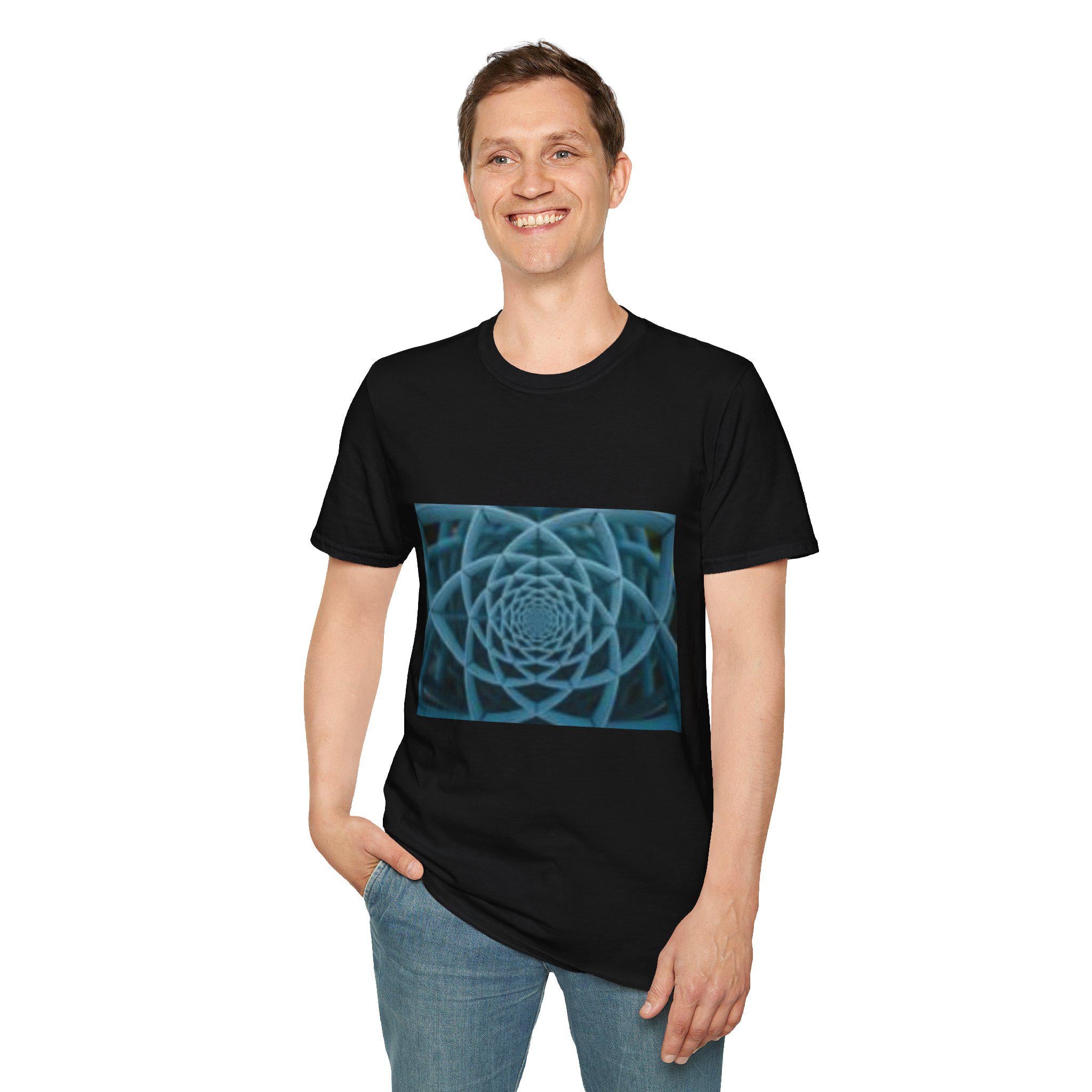 Blue Geometric Mandala T-Shirt | Abstract Spiral Pattern