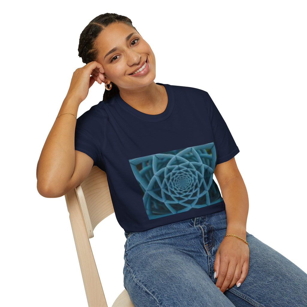 Blue Geometric Mandala T-Shirt | Abstract Spiral Pattern