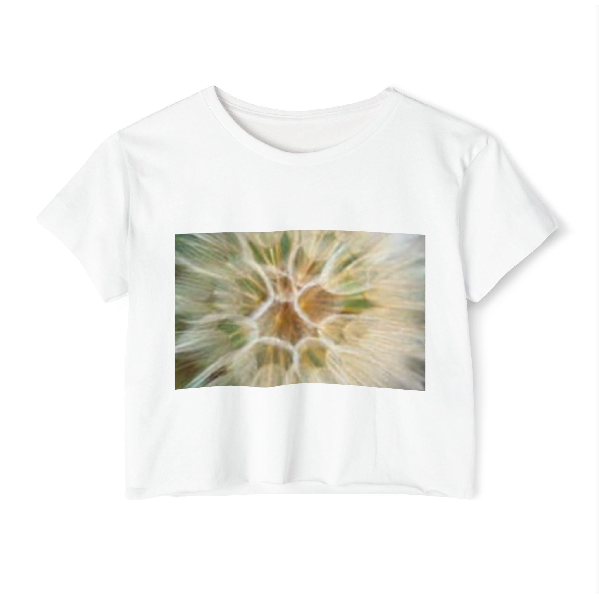 Abstract Dandelion Close-Up Crop Top | Floral Nature Photography, Boho Festival
