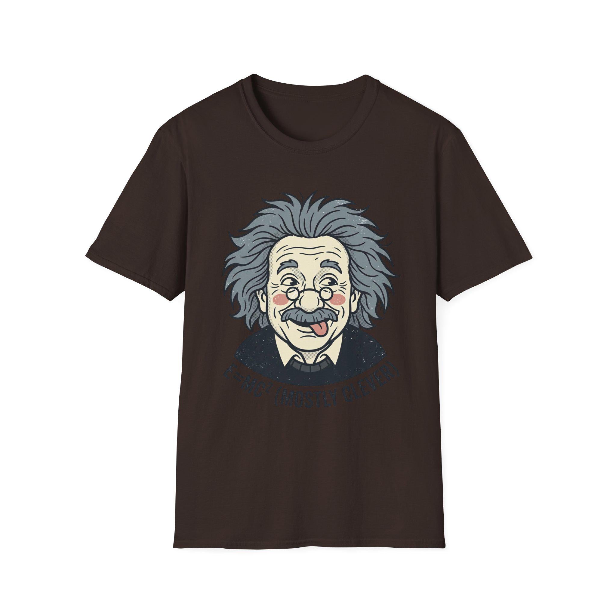 Einstein Cartoon Face T-Shirt | E=MC (Mostly Clever)