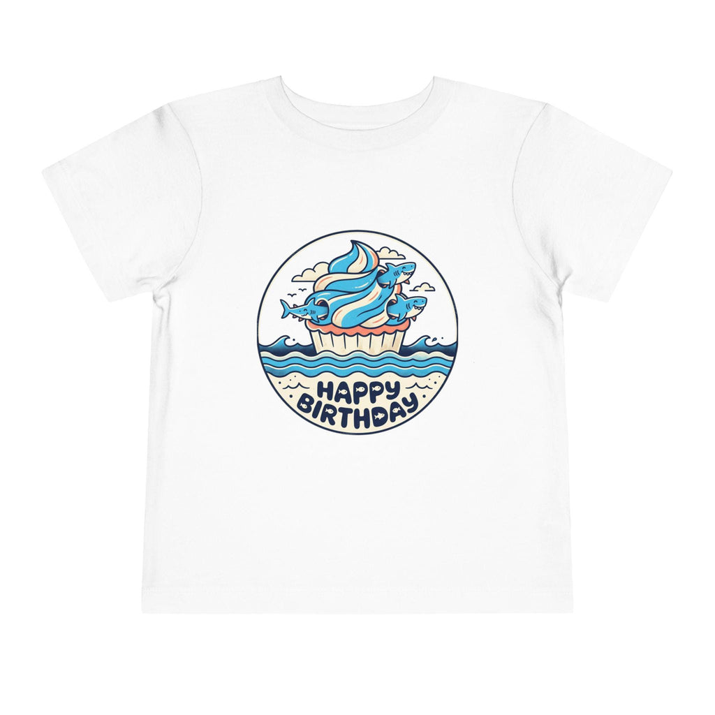 Ocean Cupcake with Whale 'Happy Birthday' Toddler Tee | Kids Birthday Shirt