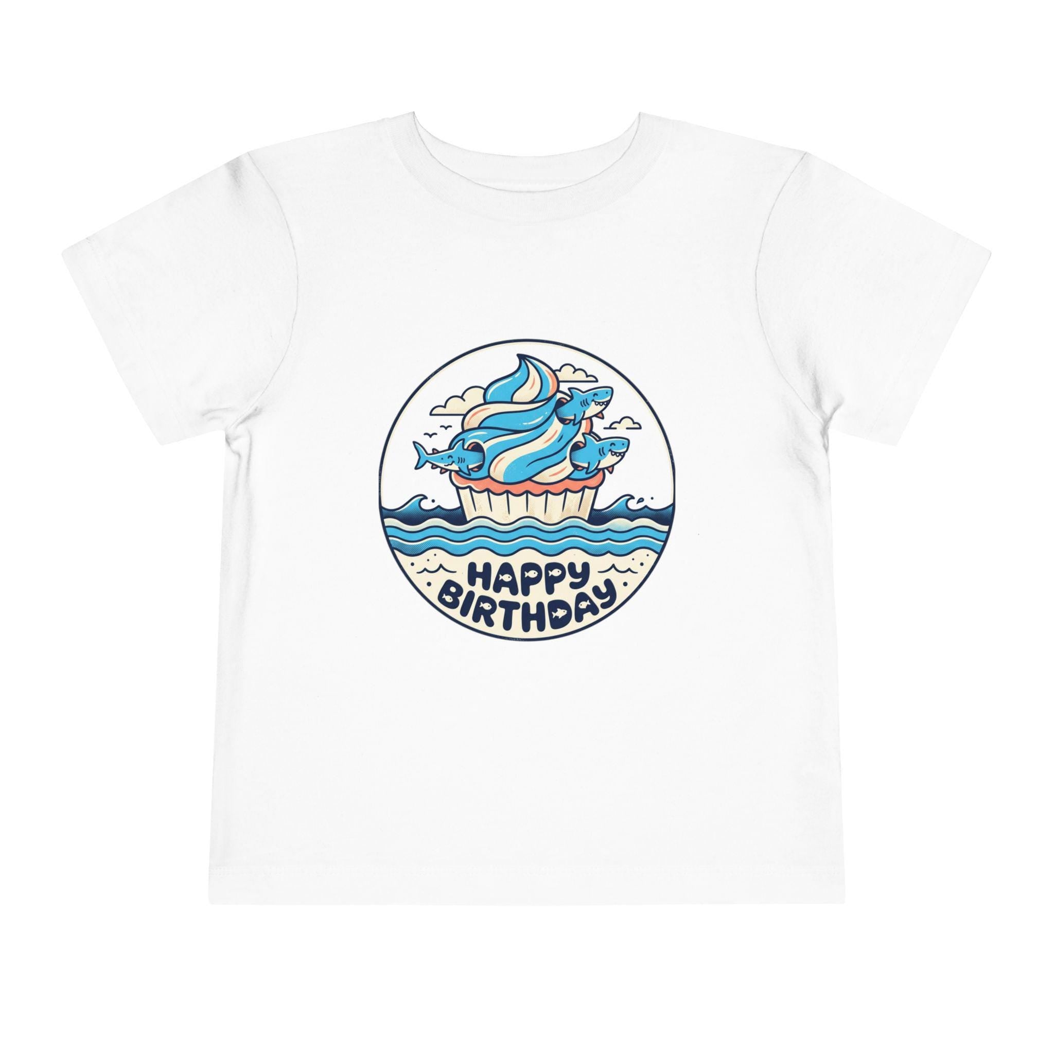 Ocean Cupcake with Whale 'Happy Birthday' Toddler Tee | Kids Birthday Shirt
