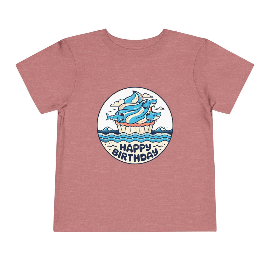 Ocean Cupcake with Whale 'Happy Birthday' Toddler Tee | Kids Birthday Shirt