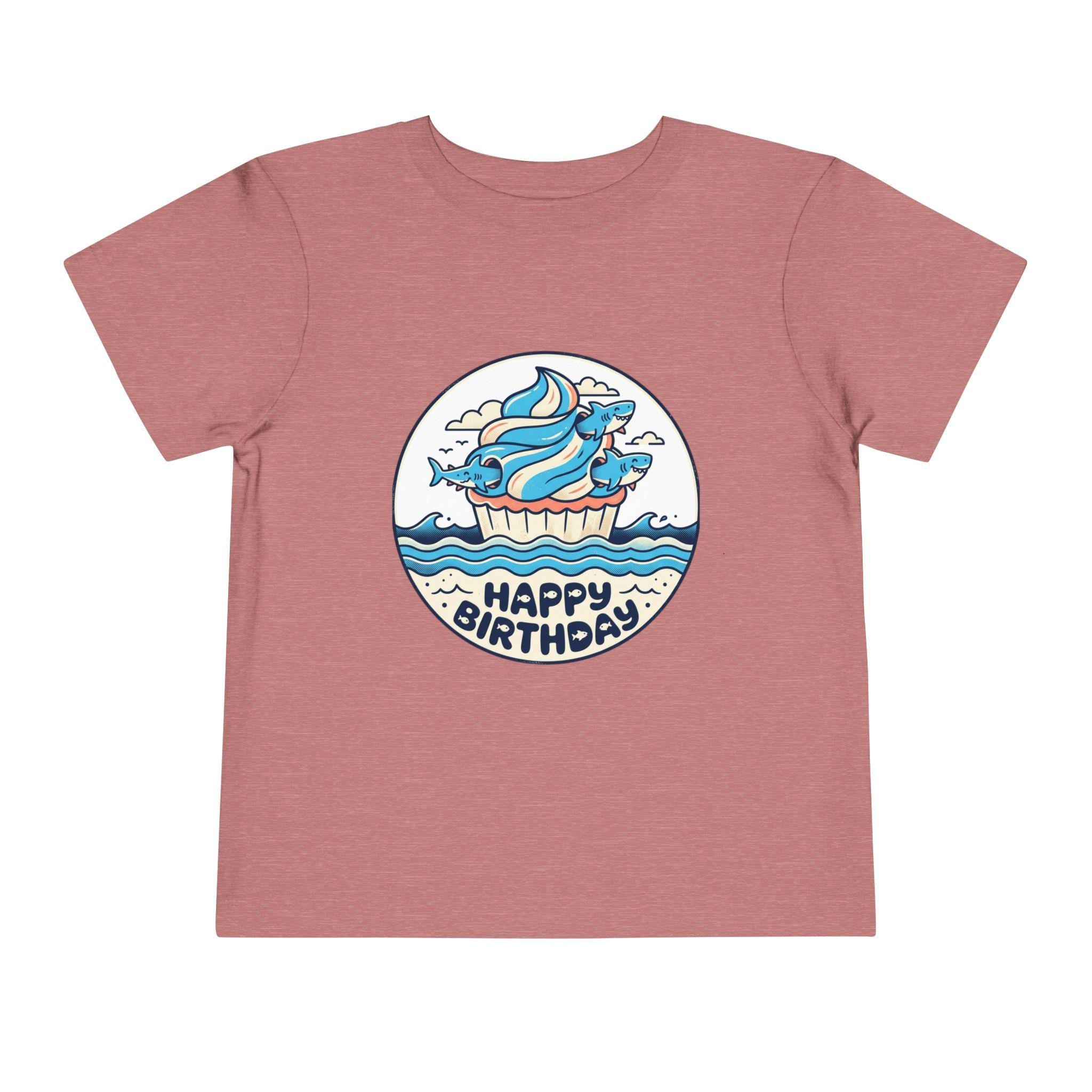 Ocean Cupcake with Whale 'Happy Birthday' Toddler Tee | Kids Birthday Shirt