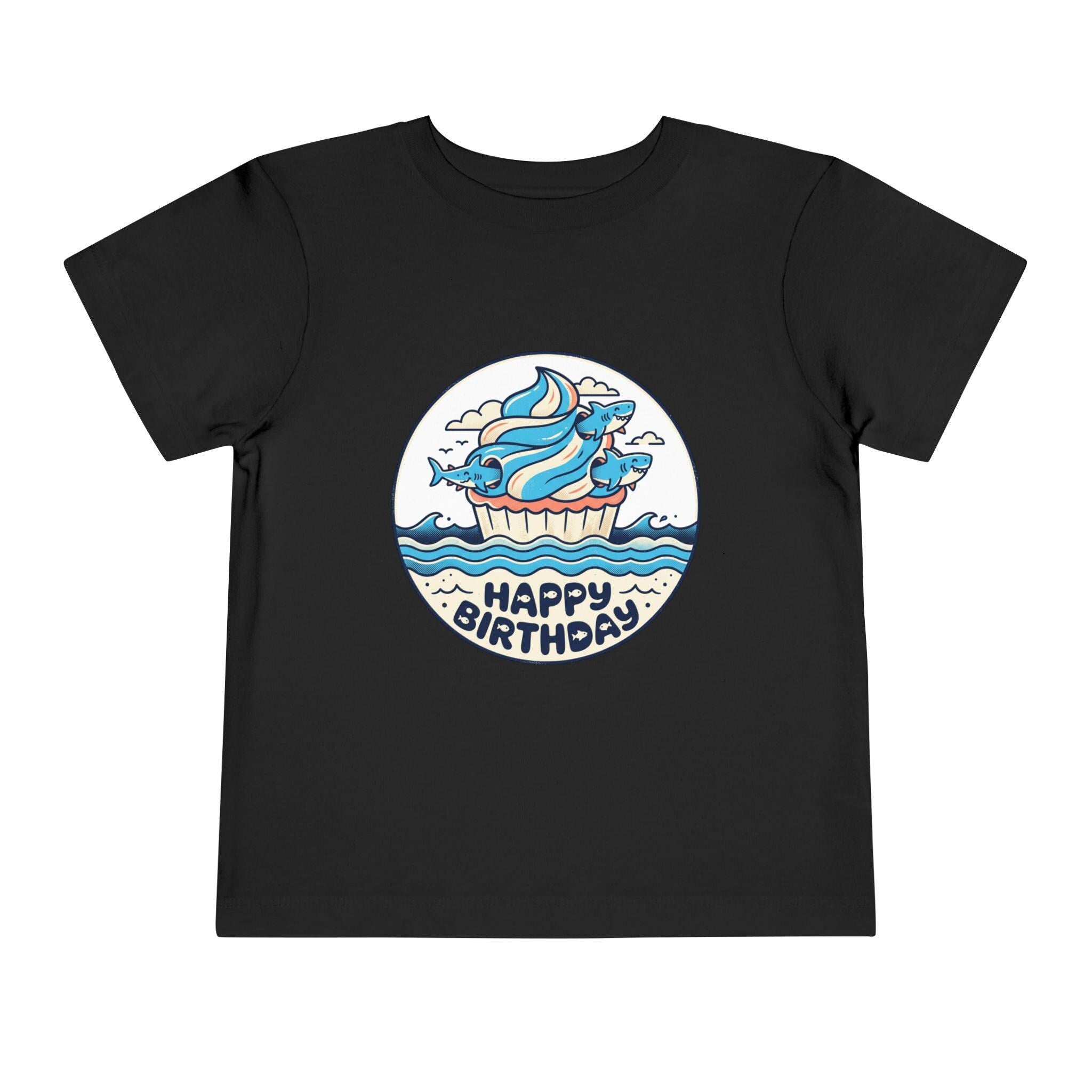 Ocean Cupcake with Whale 'Happy Birthday' Toddler Tee | Kids Birthday Shirt