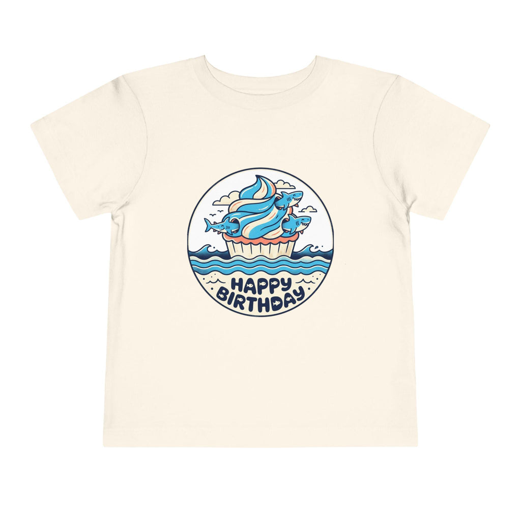 Ocean Cupcake with Whale 'Happy Birthday' Toddler Tee | Kids Birthday Shirt