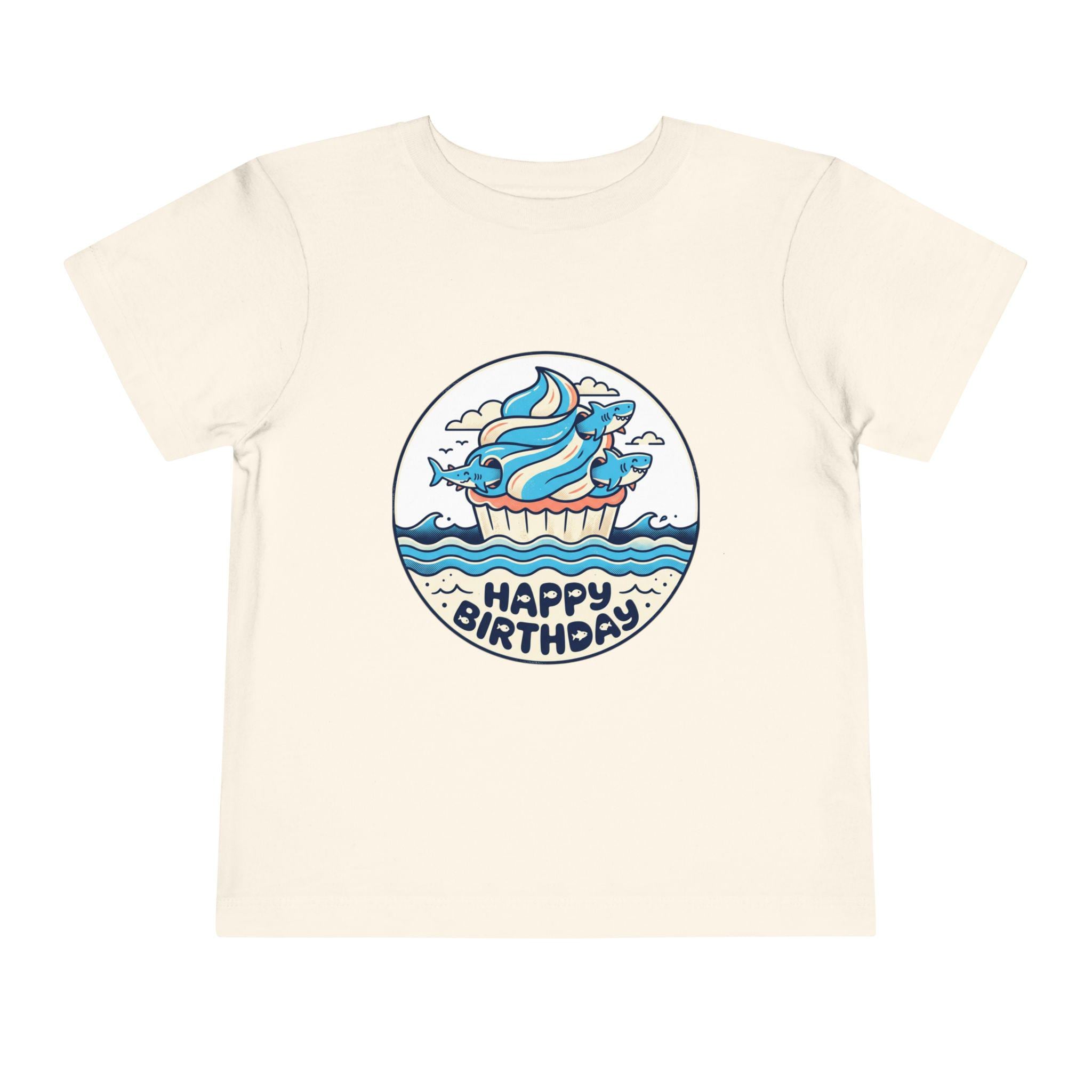 Ocean Cupcake with Whale 'Happy Birthday' Toddler Tee | Kids Birthday Shirt