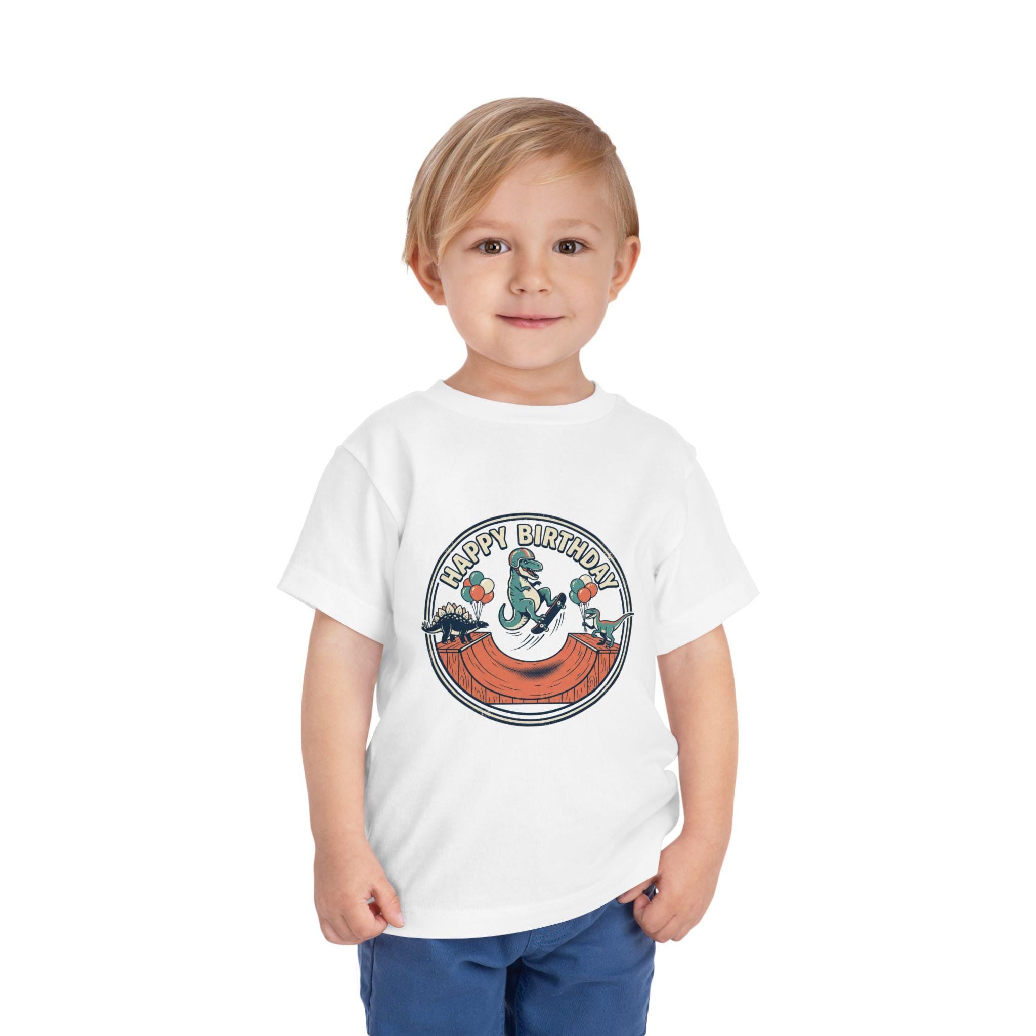 Dinosaur Skateboard Birthday Toddler Tee | Soft Cotton Dino Party Shirt