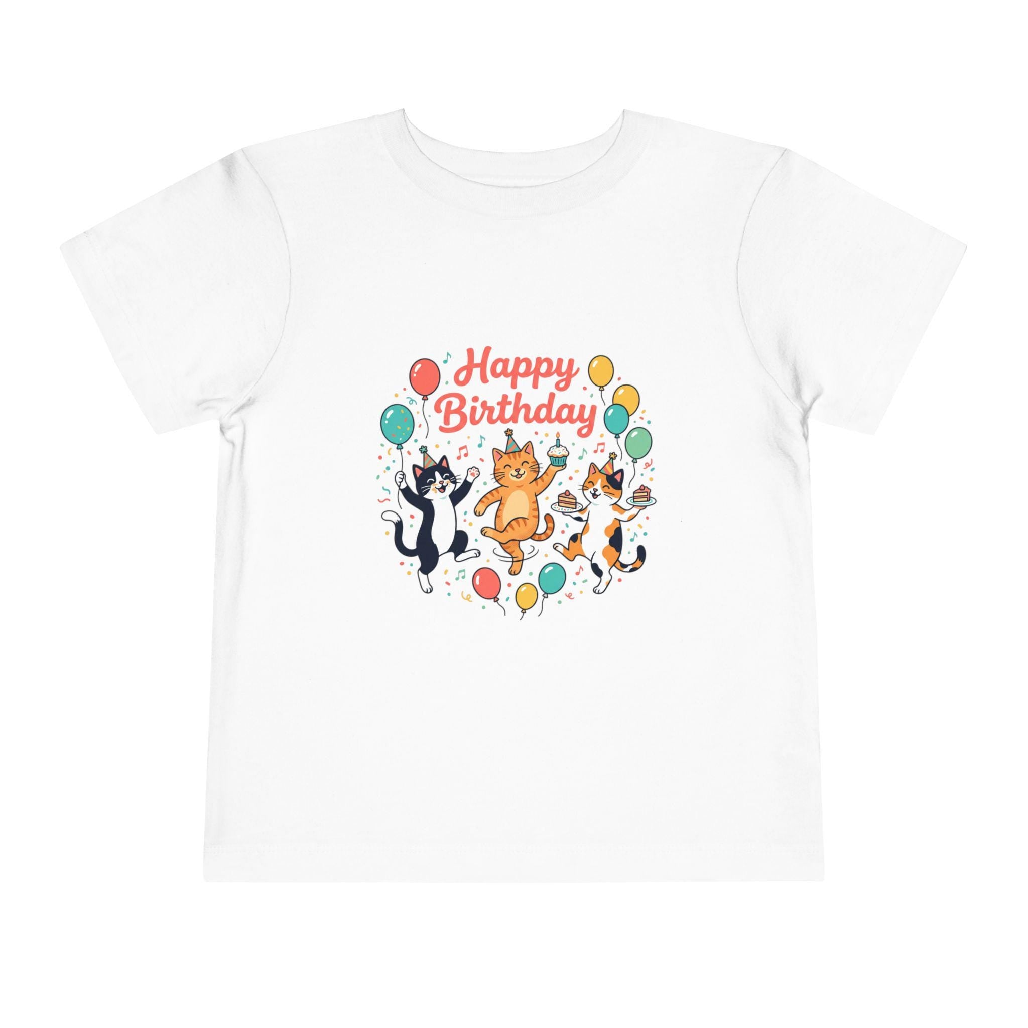 Happy Birthday Dancing Cats Toddler Tee | Balloons, Confetti