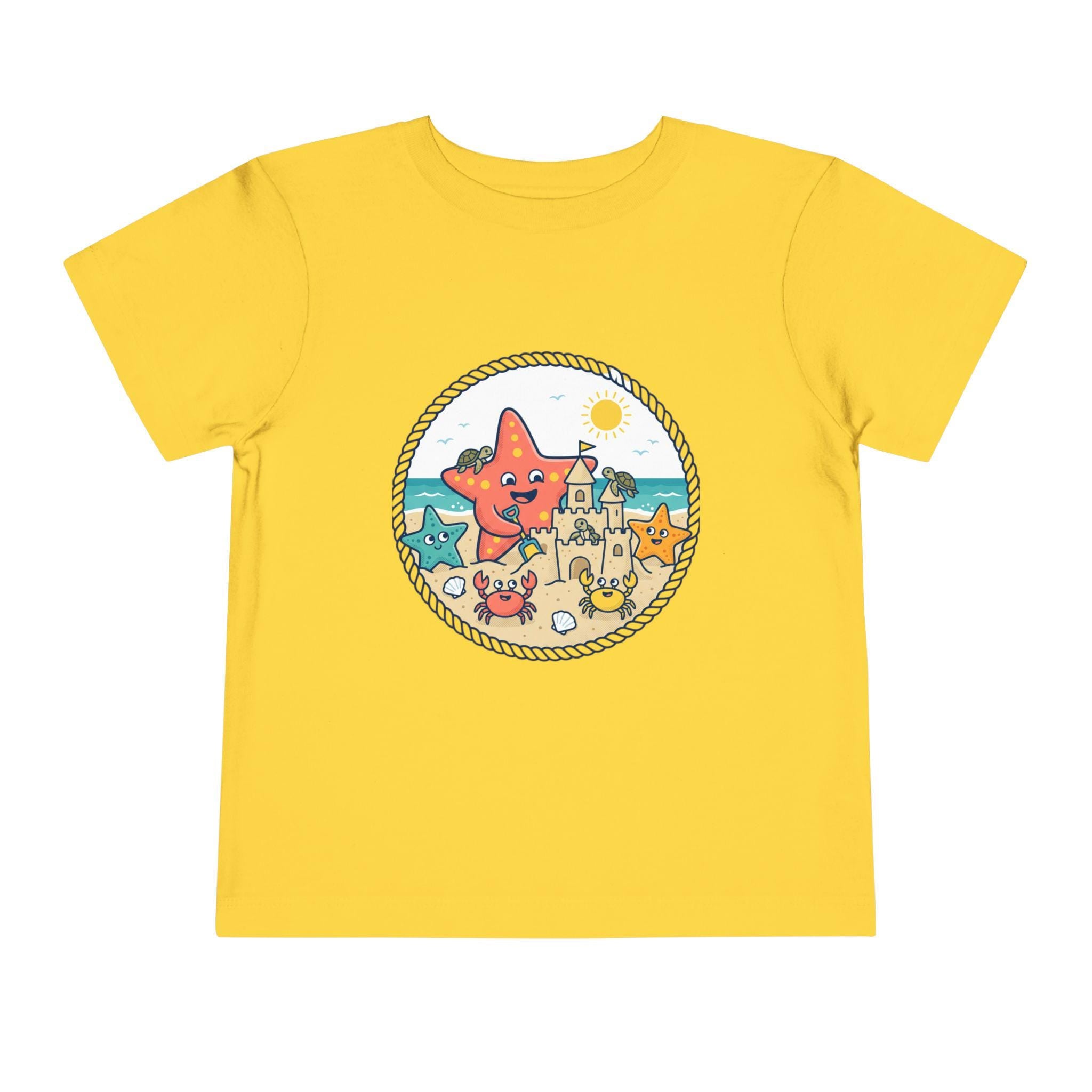 Starfish Beach Scene Toddler Tee | Sandcastle, Ocean Friends