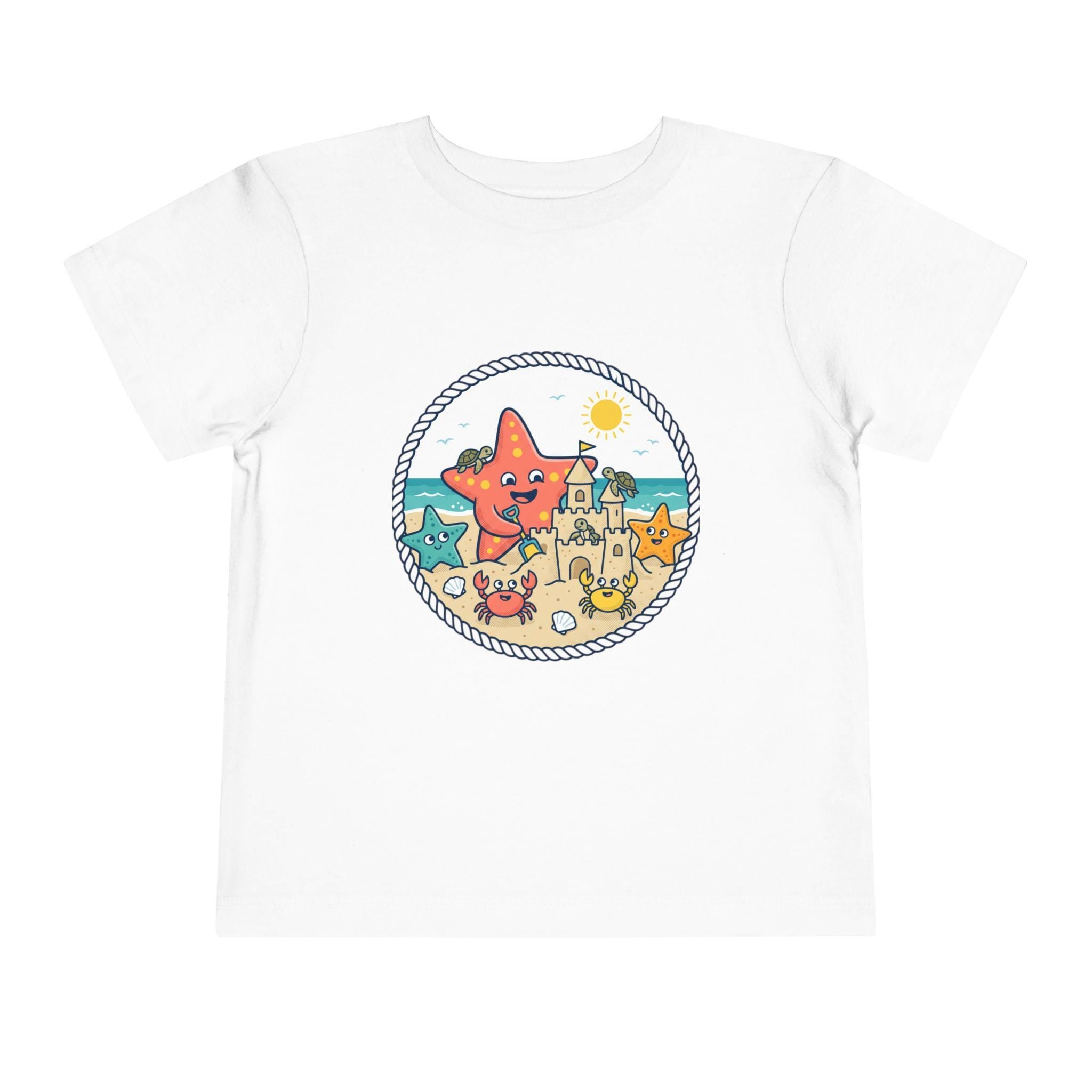 Starfish Beach Scene Toddler Tee | Sandcastle, Ocean Friends