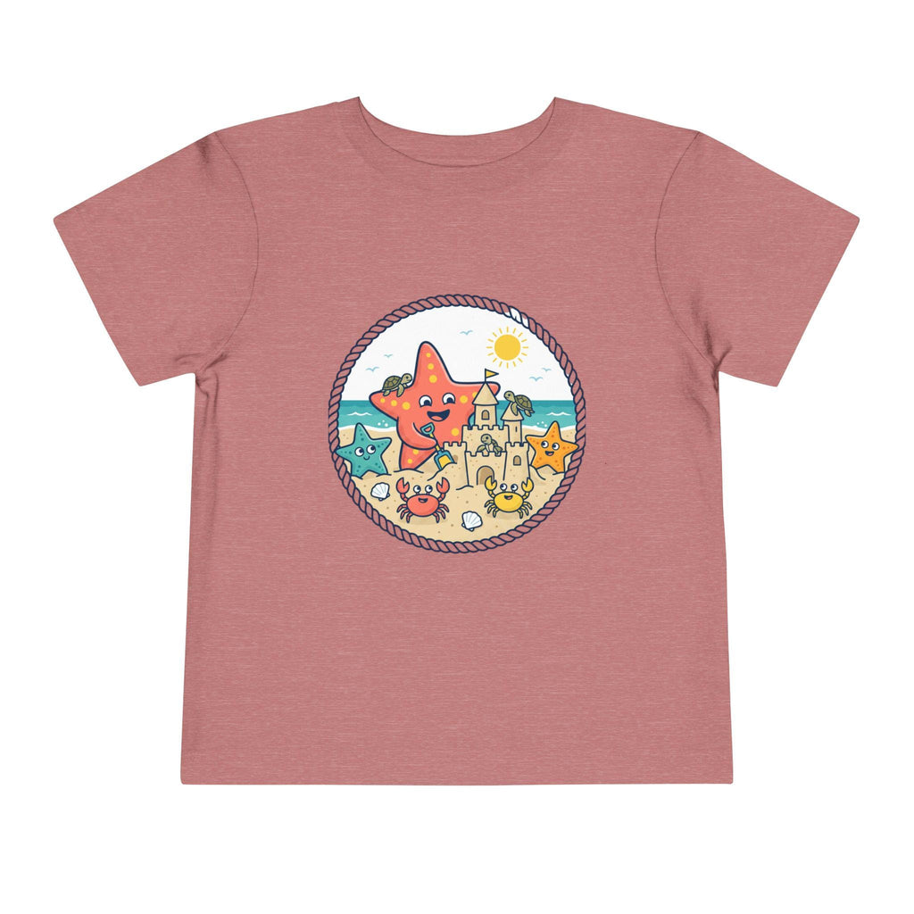 Starfish Beach Scene Toddler Tee | Sandcastle, Ocean Friends